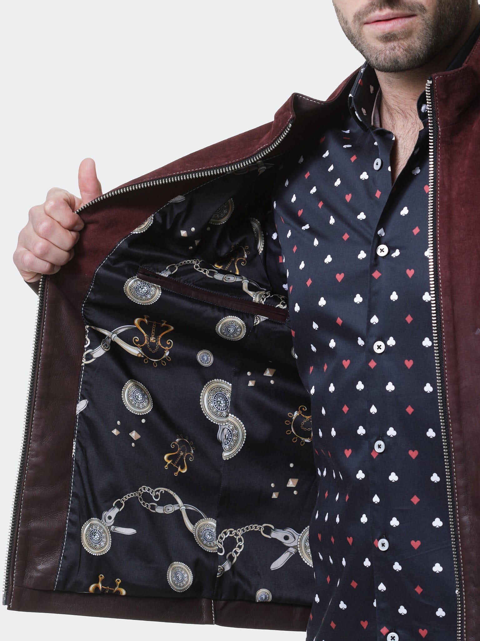 Perm Degrade Red Leather Jacket