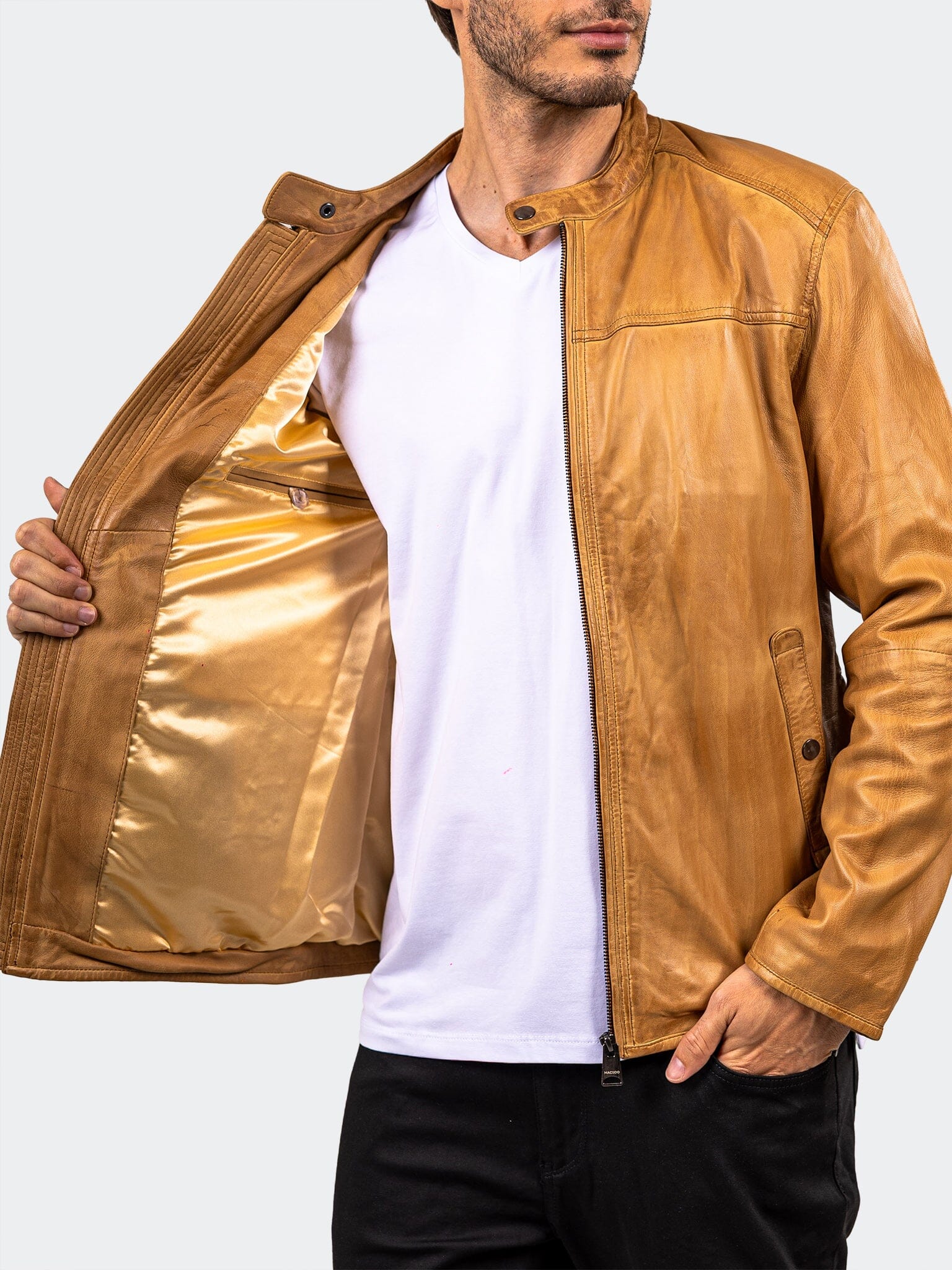 Washed Brown Leather Jacket