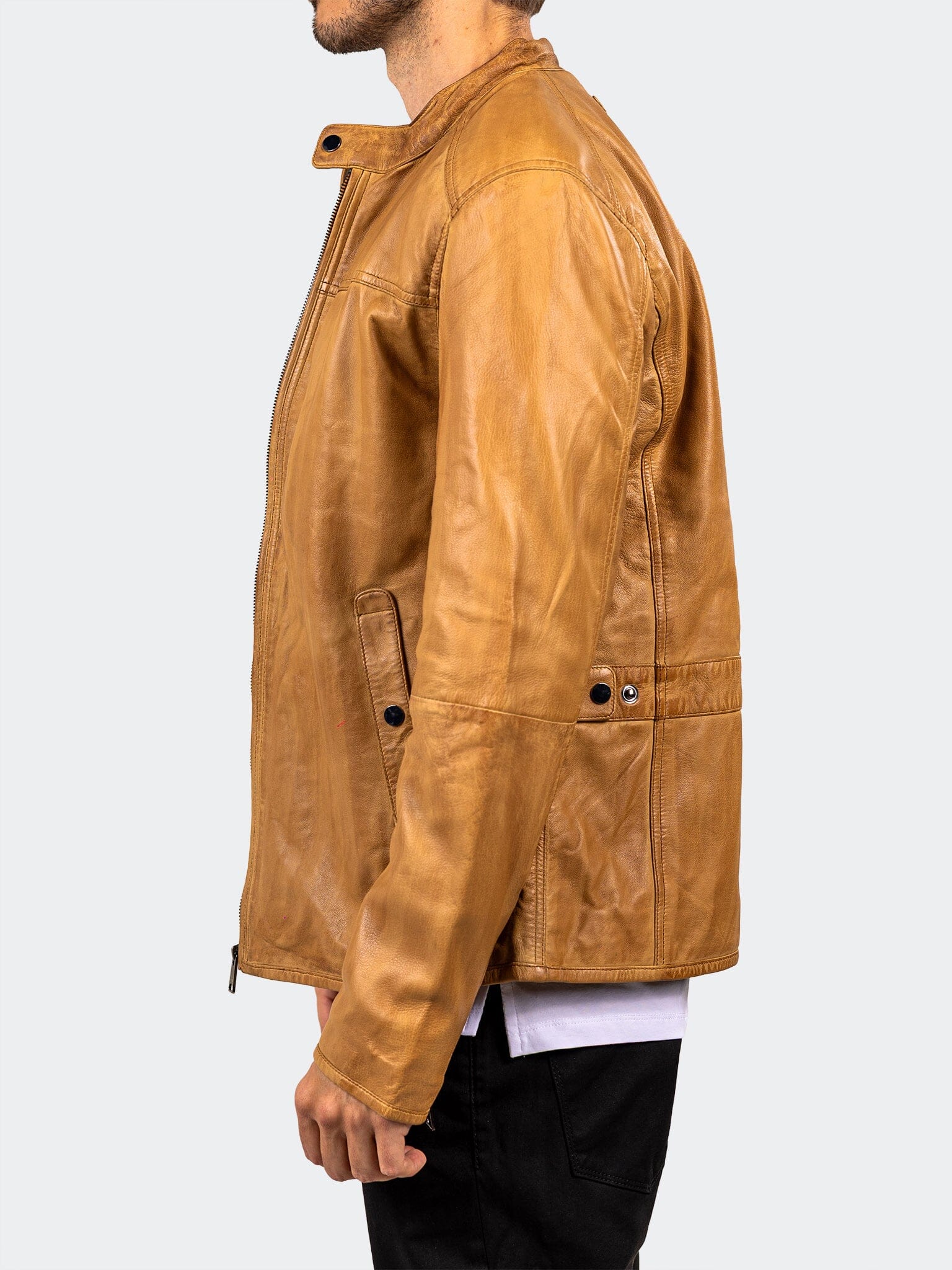 Washed Brown Leather Jacket