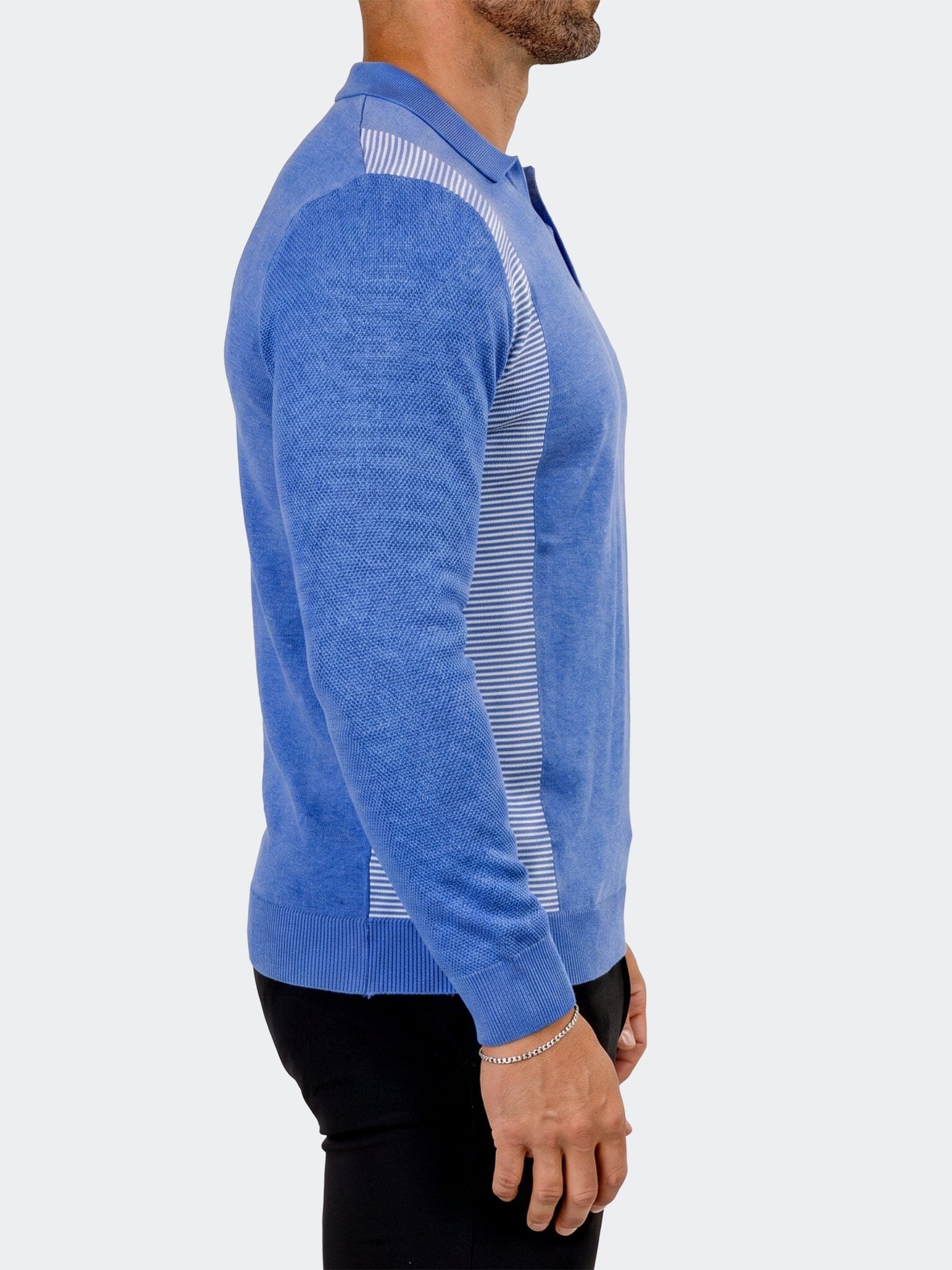 Sweater Knitted Quarter Zip Blue
