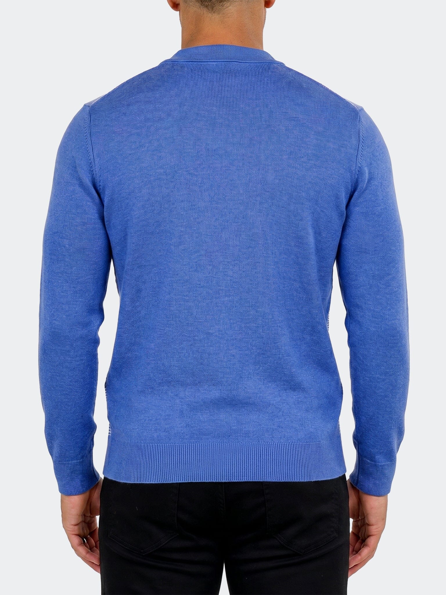 Sweater Knitted Quarter Zip Blue