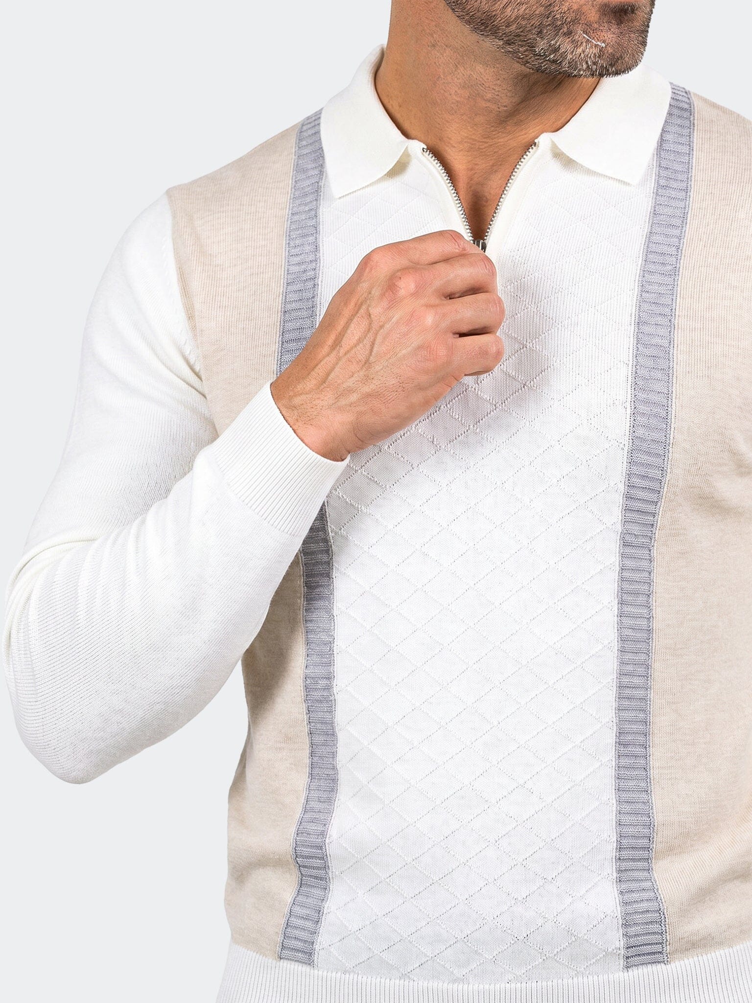Sweater Knitted Quarter Zip Cream