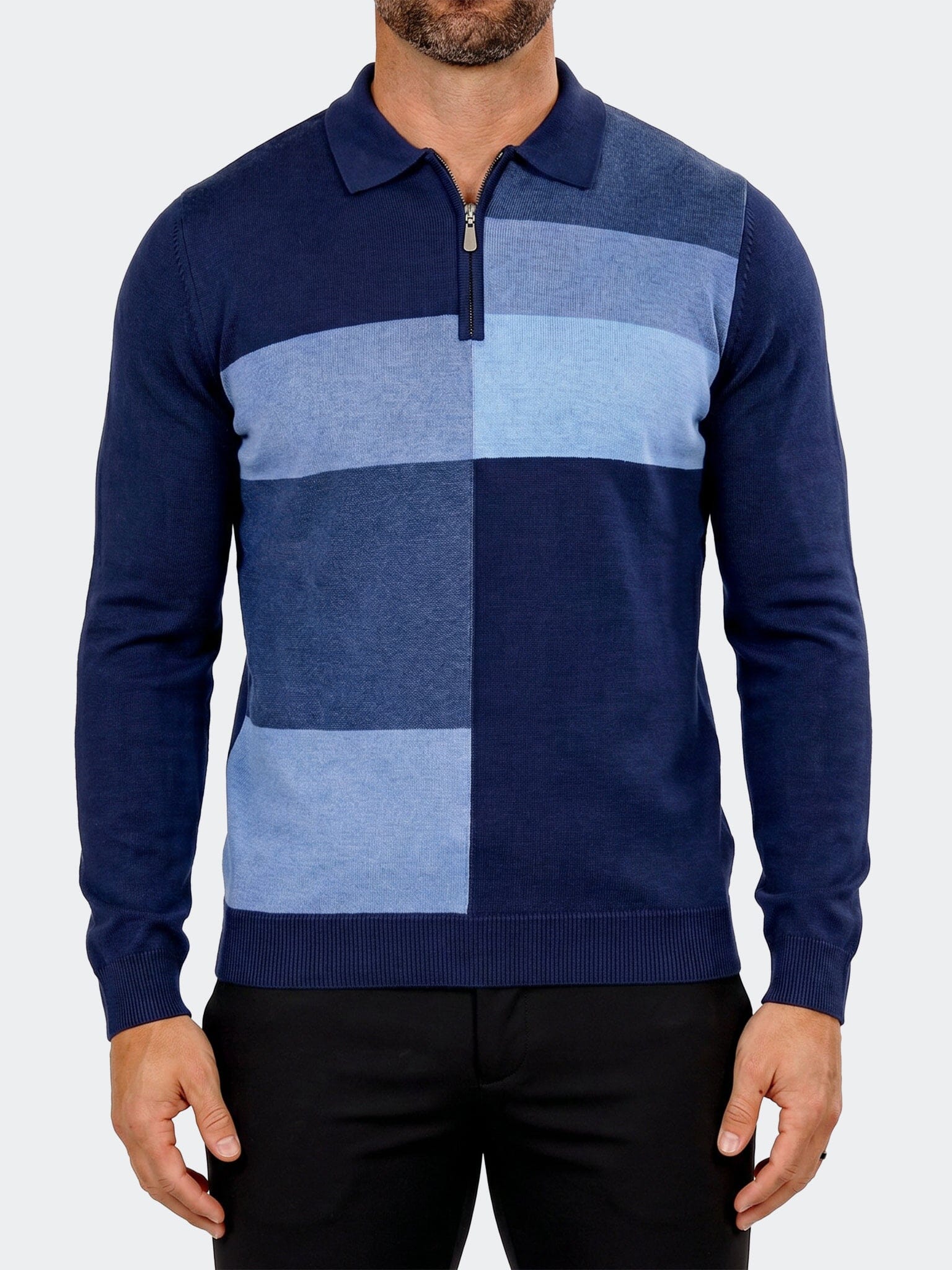 Sweater Knitted Quarter Zip D Grey