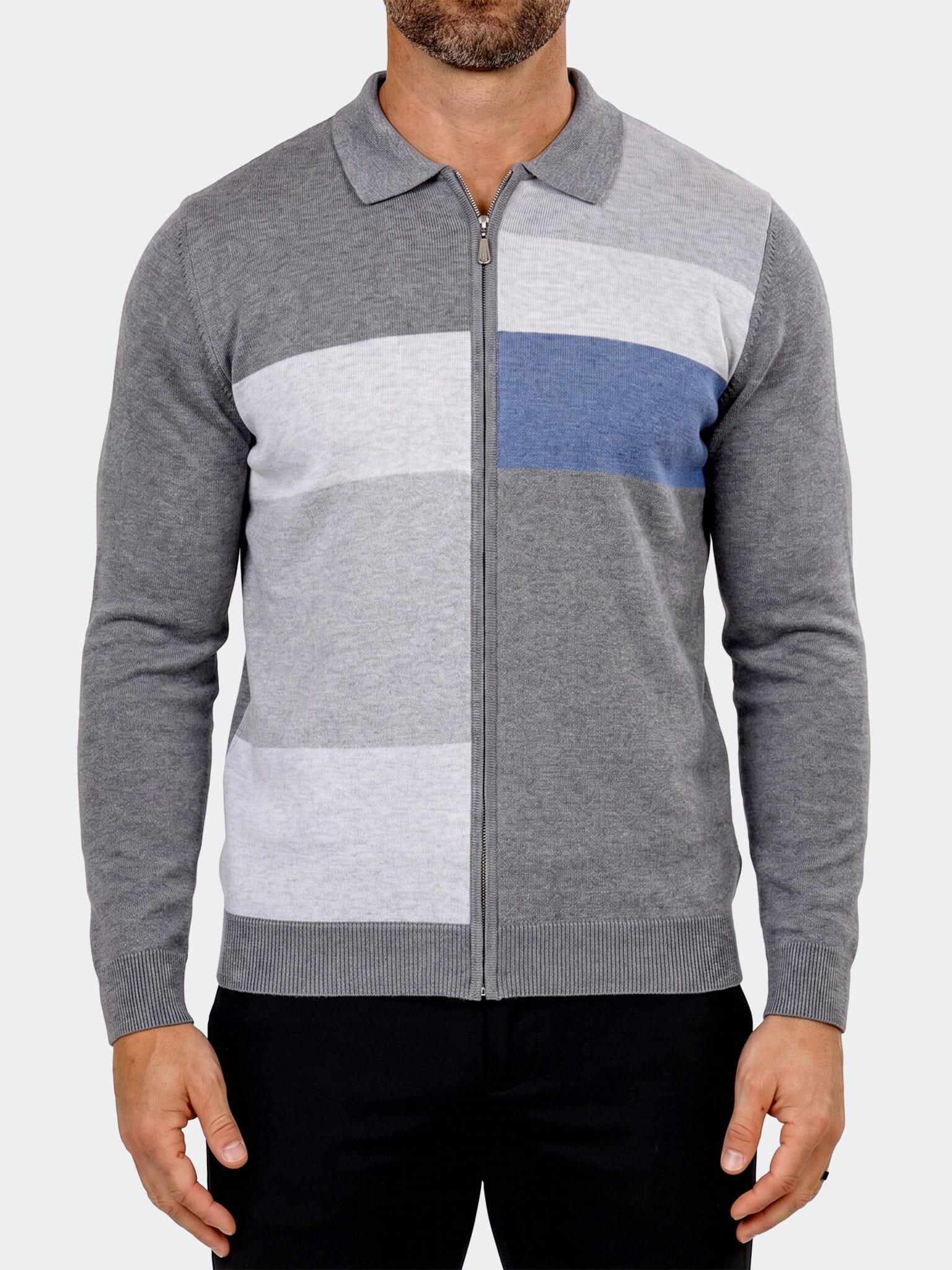 Sweater Knitted Quarter Zip L Grey