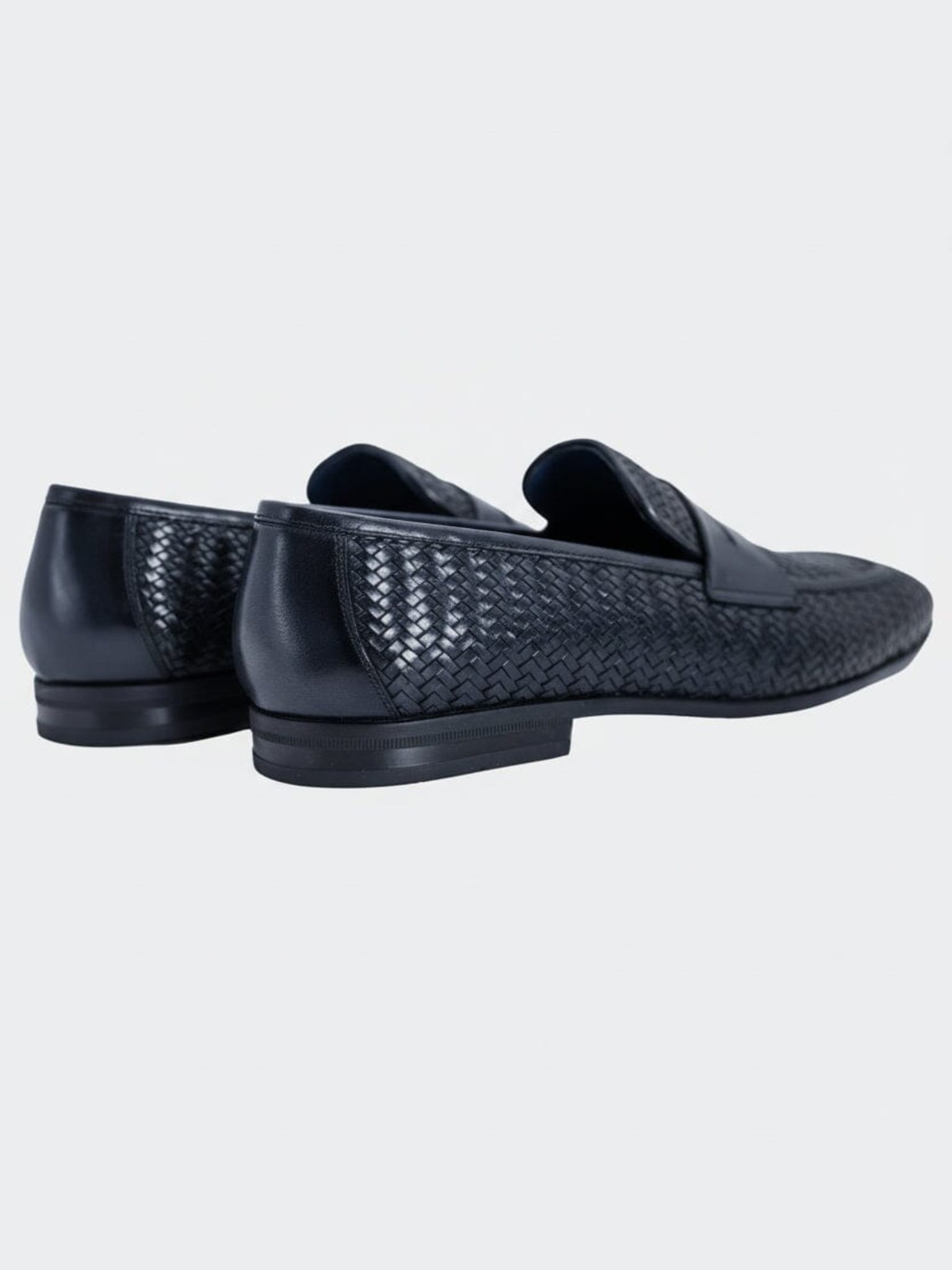 Opulent Black Woven Loafer Shoes