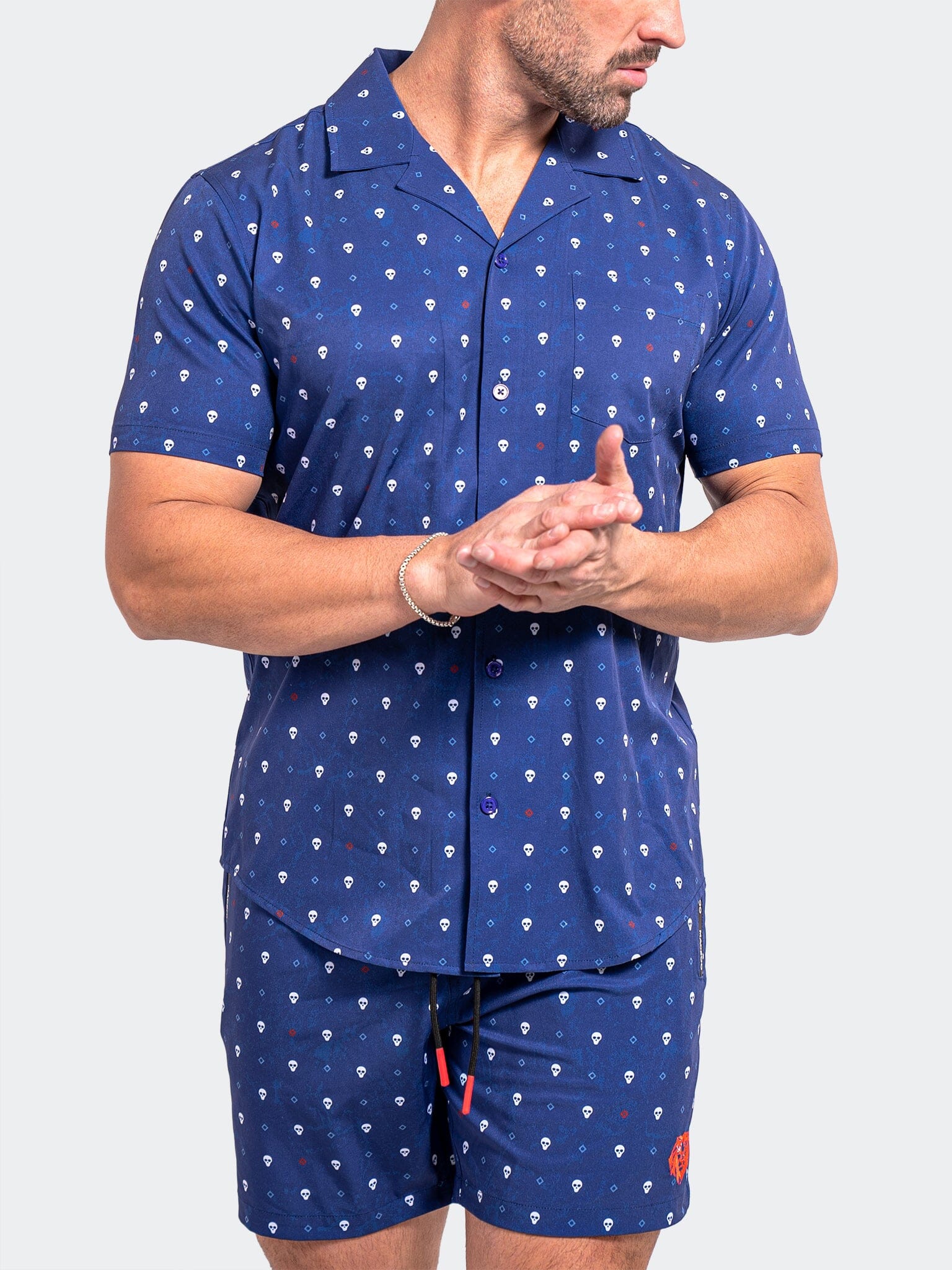 Beach Skull Blue Camp Shirt