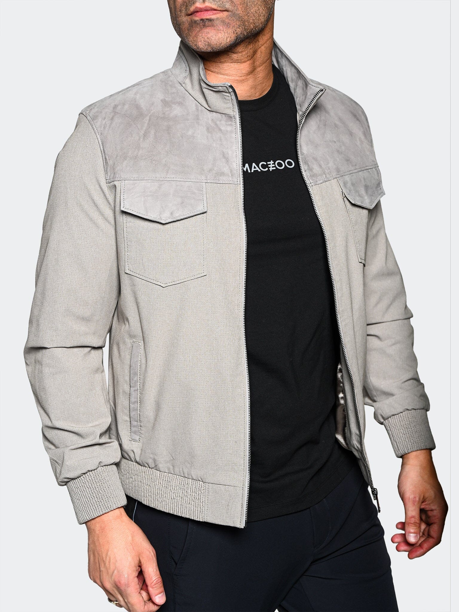 HalfCream Grey Bomber Jacket