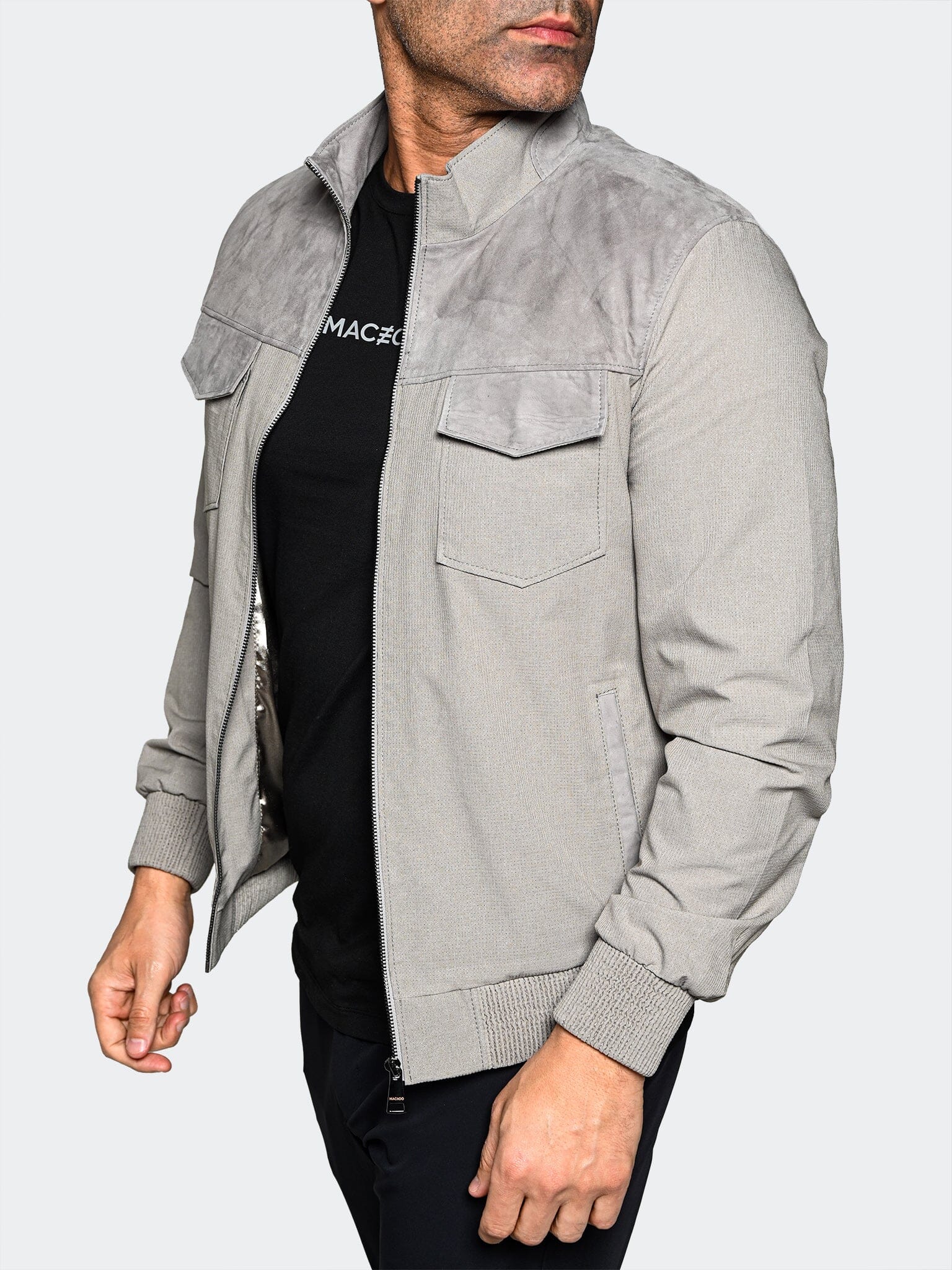 HalfCream Grey Bomber Jacket