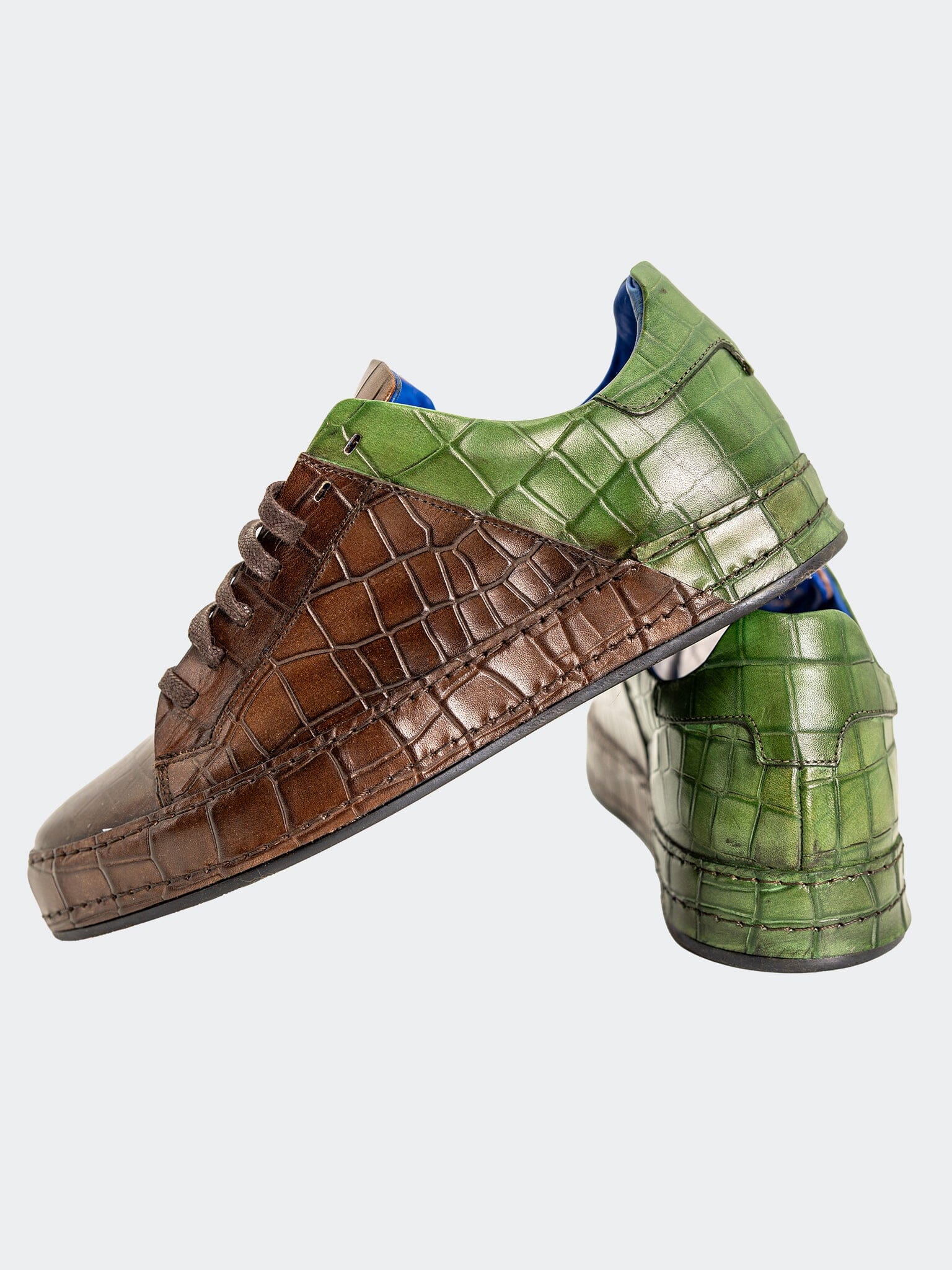 Brown Croc Heel Panel Sneaker