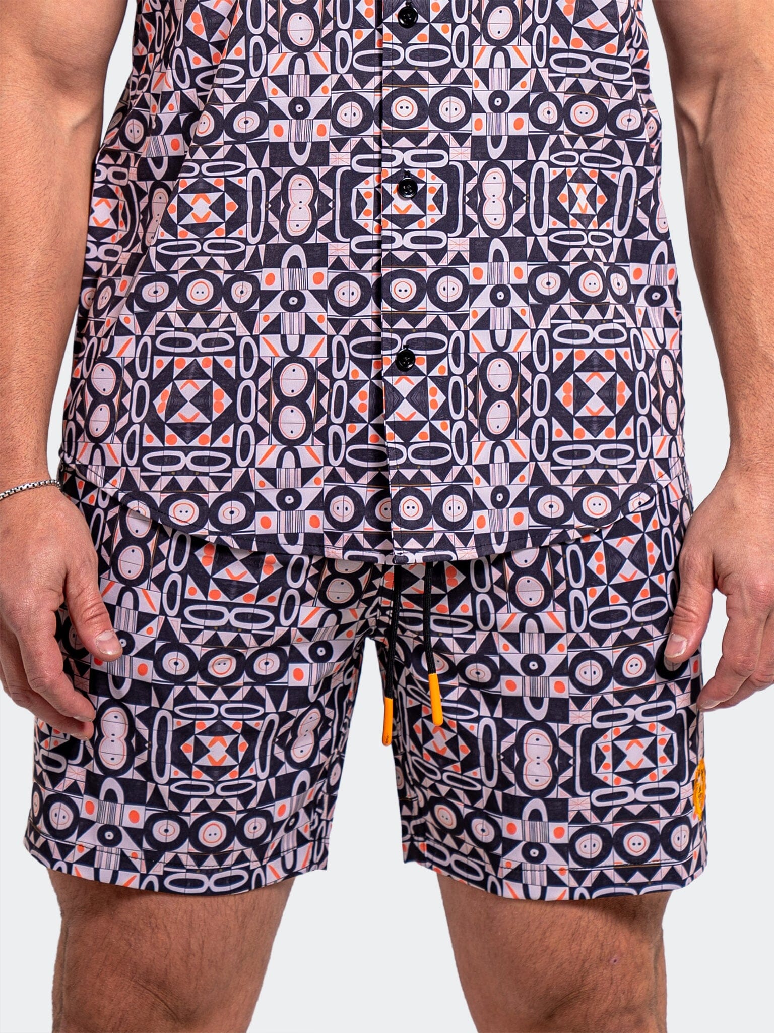 Lion Tiles Black Swim Shorts