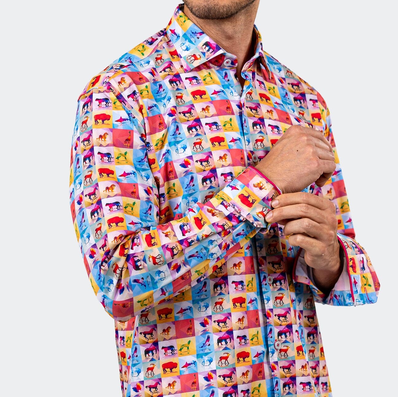 Vivid Pop-Art Animal Stretch Shirt