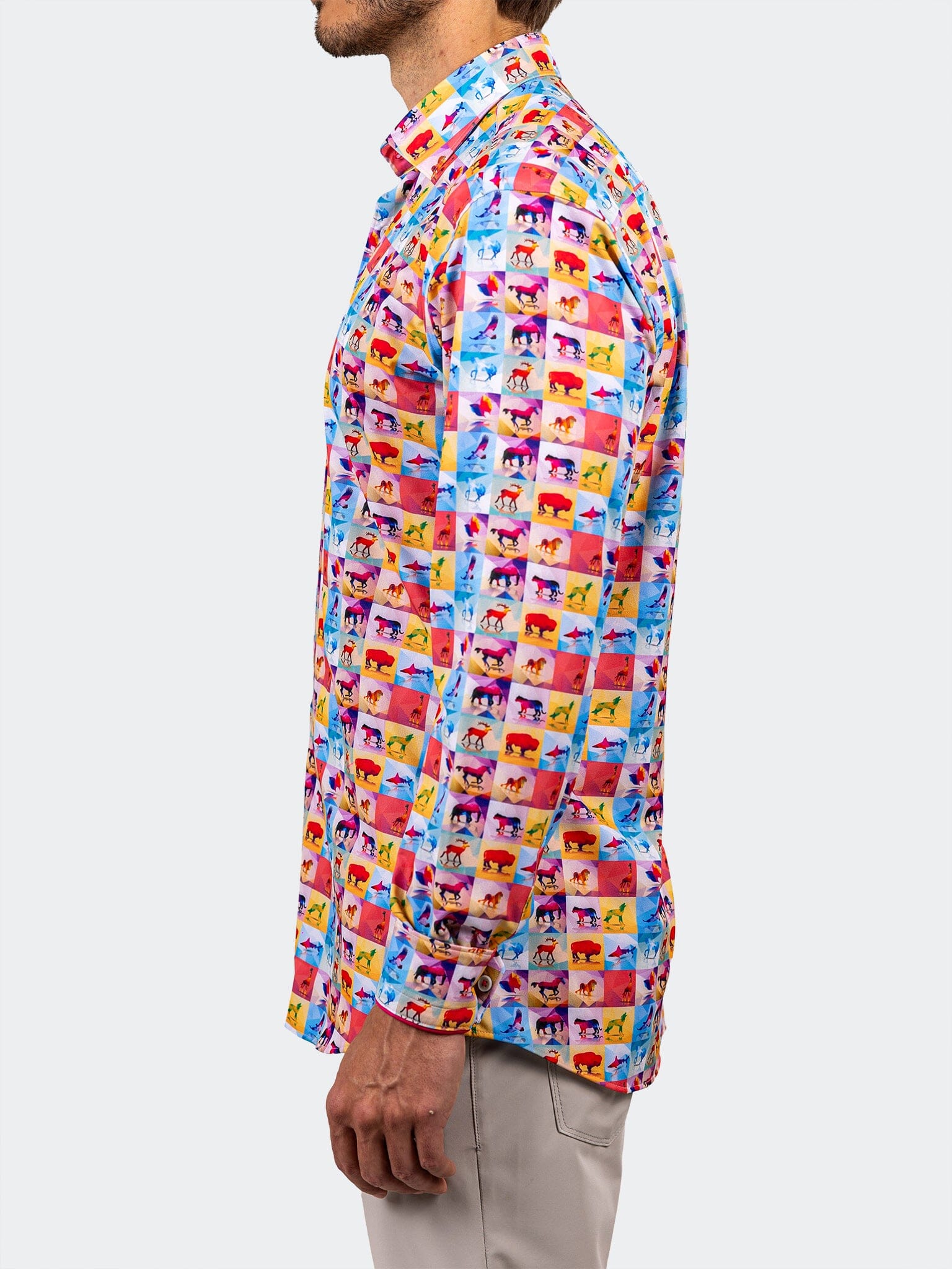 Vivid Pop-Art Animal Stretch Shirt
