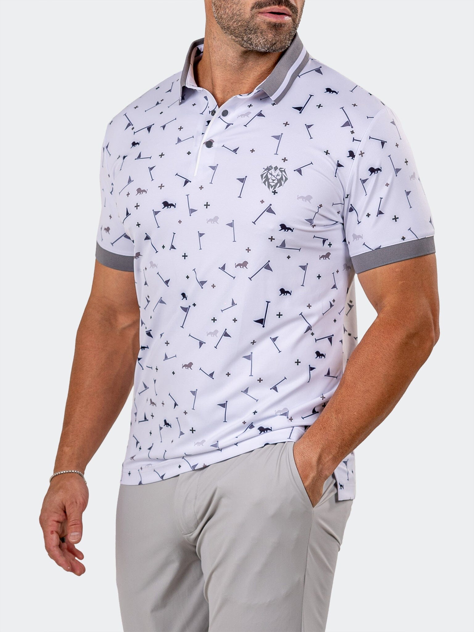 Ascension Print White Polo