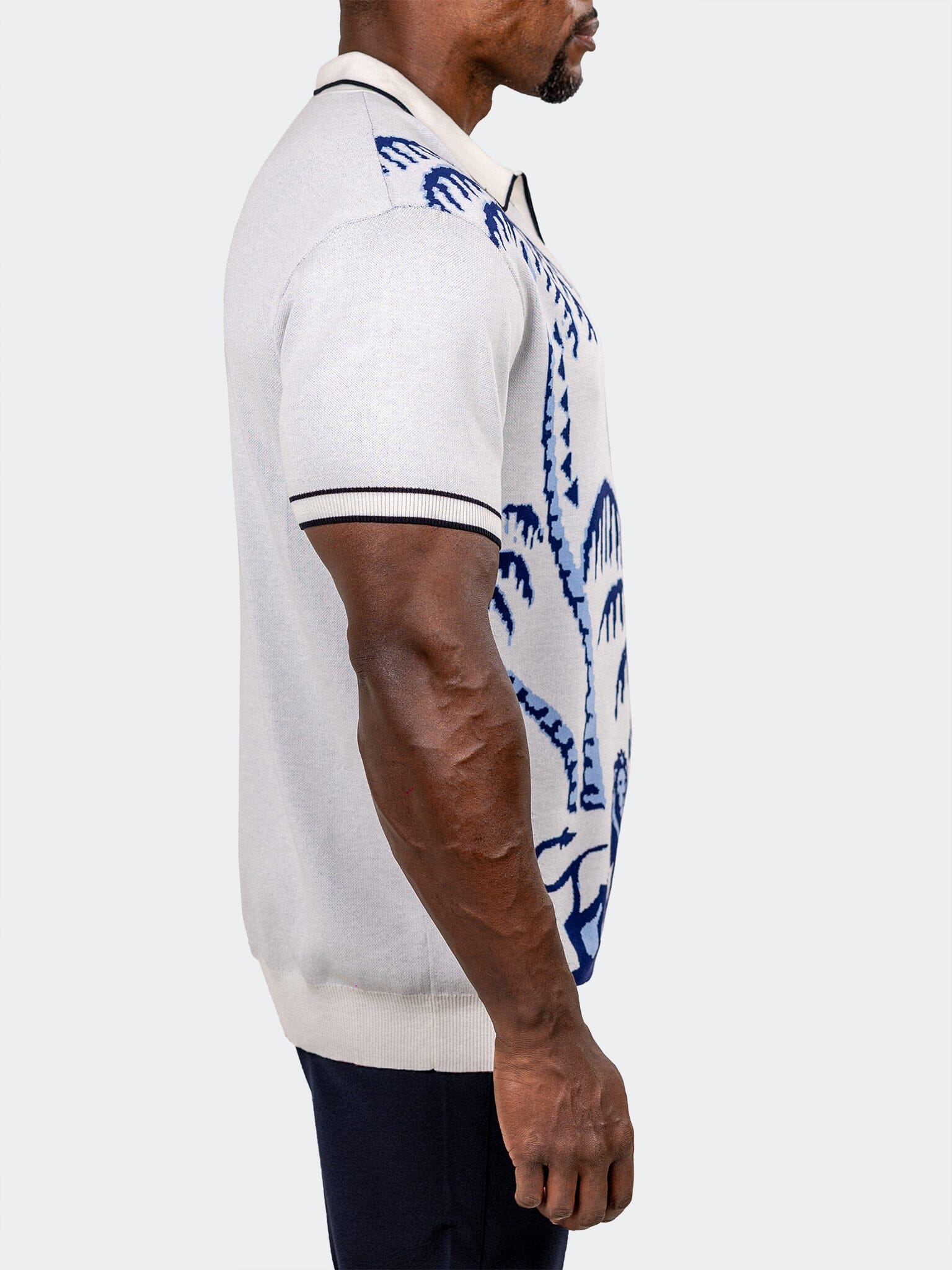 Knit Palm Lion White Polo