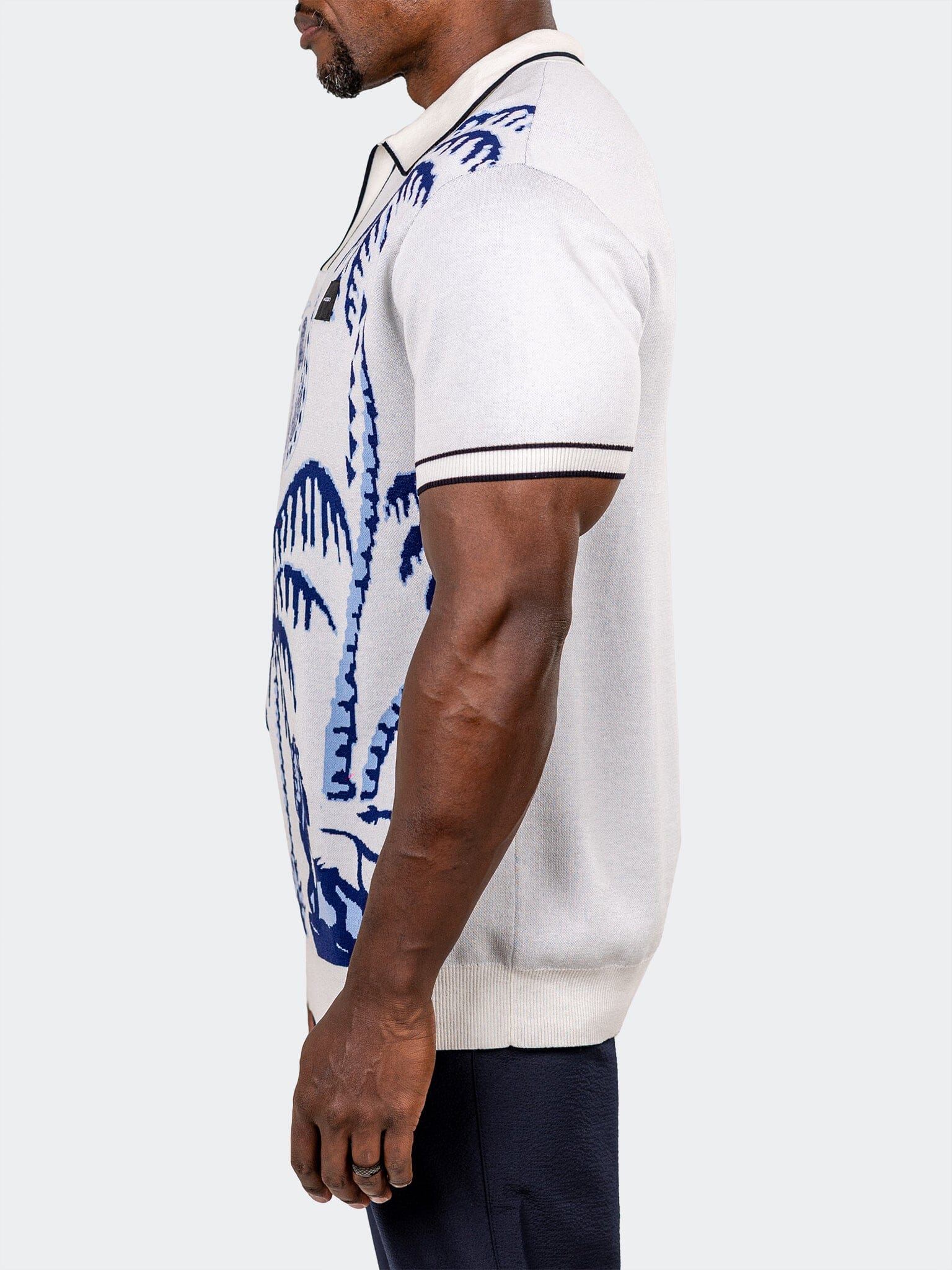 Knit Palm Lion White Polo