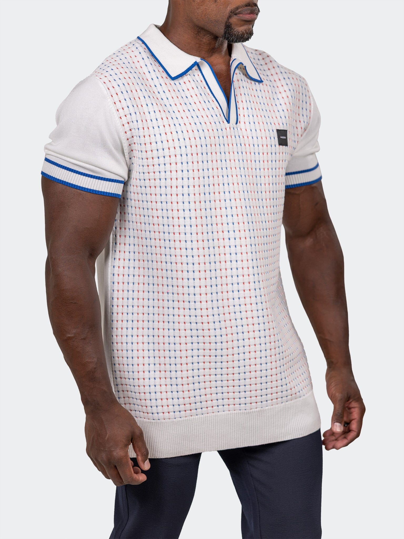 Cream Micro-Dot Knit Polo