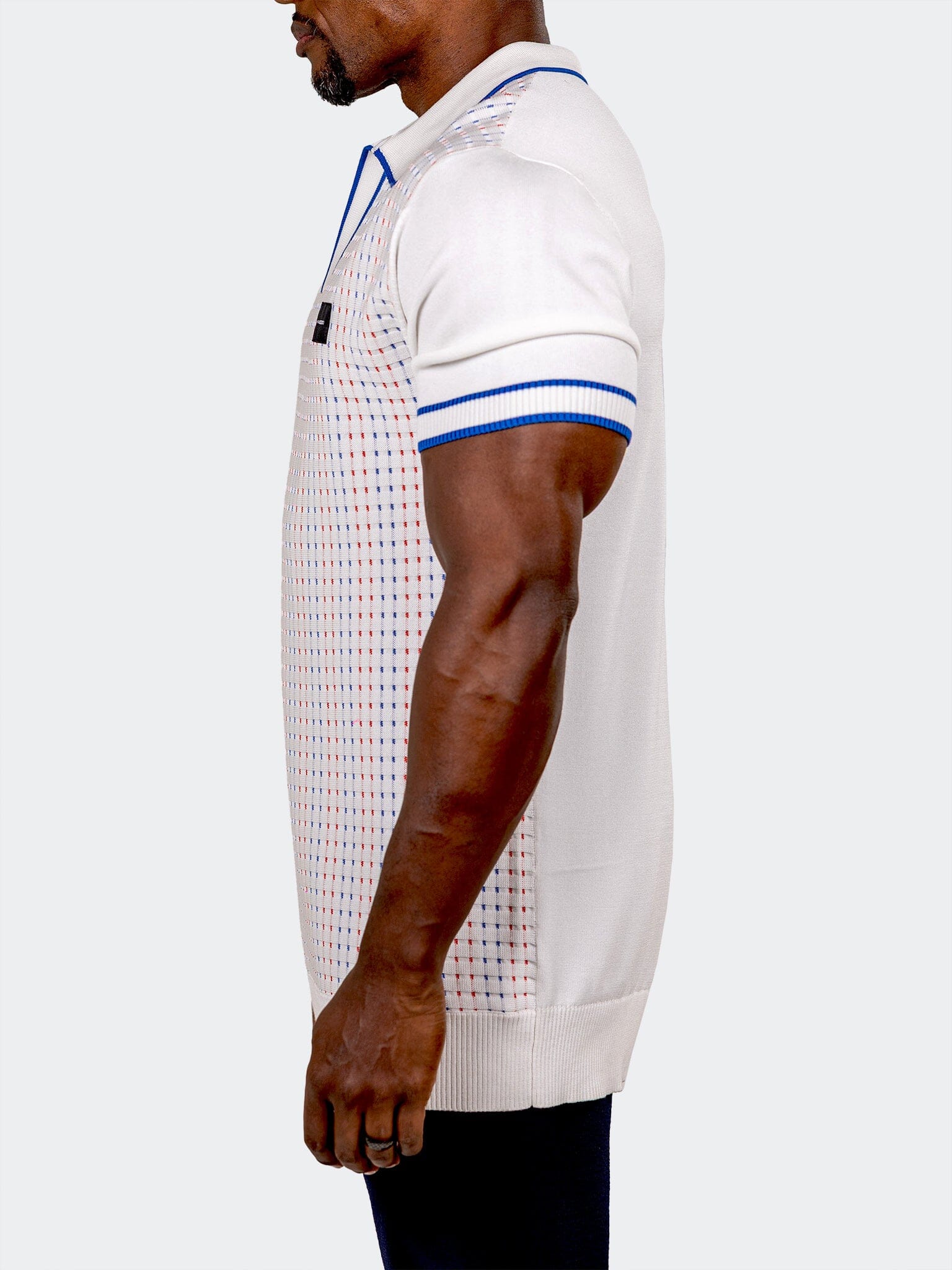 Cream Micro-Dot Knit Polo