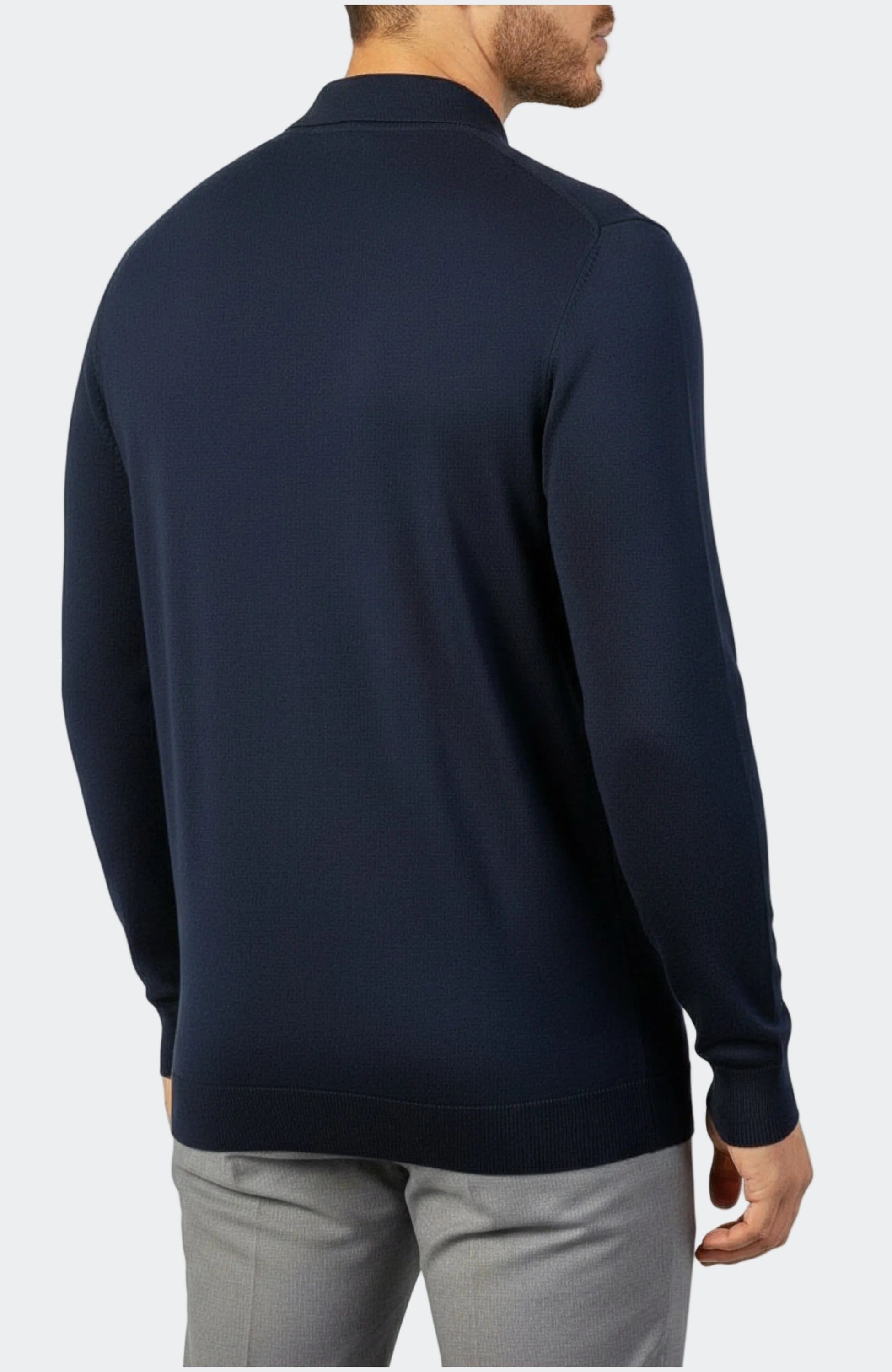 Navy Merino Wool Quarter-Zip Sweater