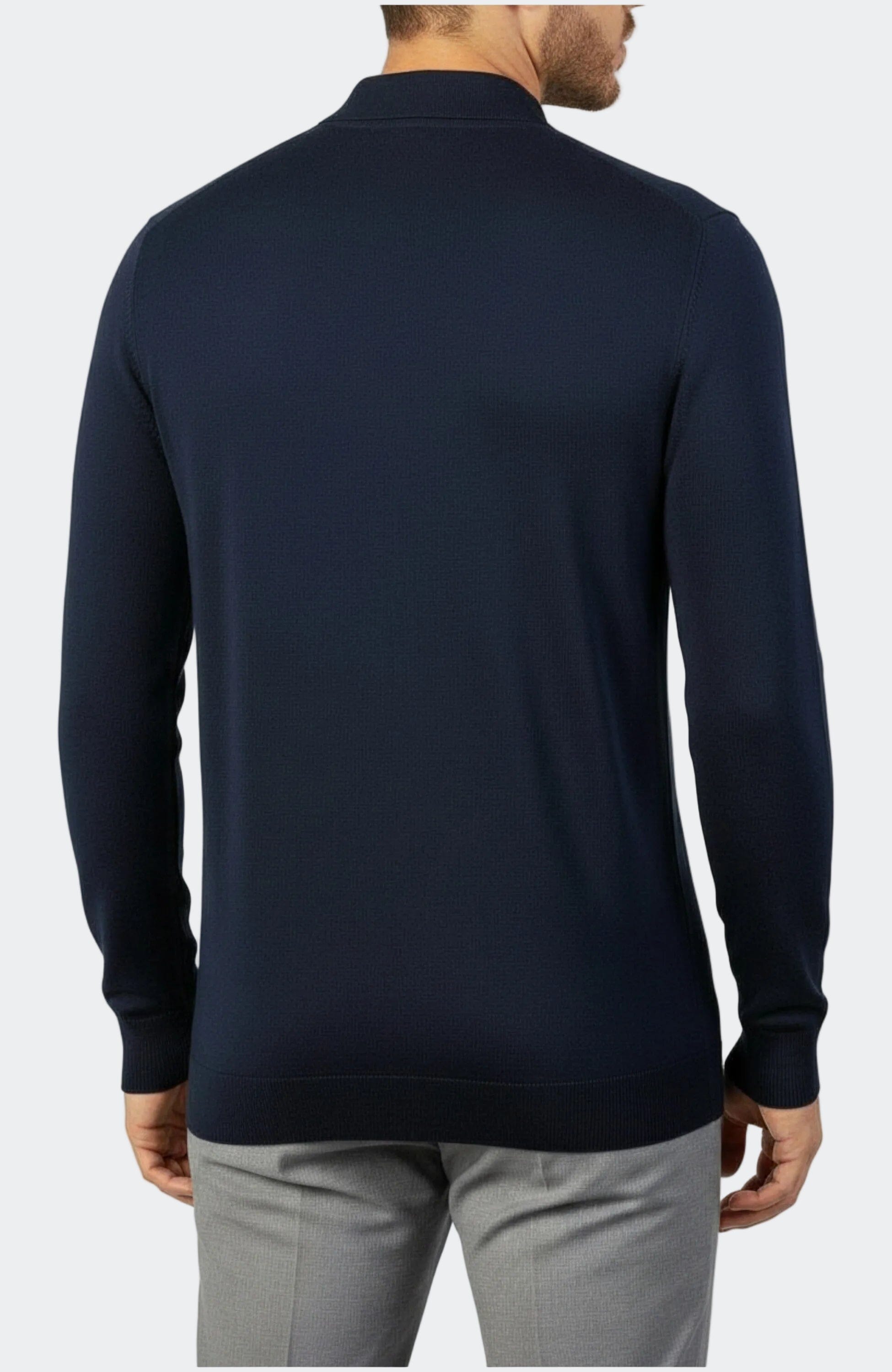 Navy Merino Wool Quarter-Zip Sweater
