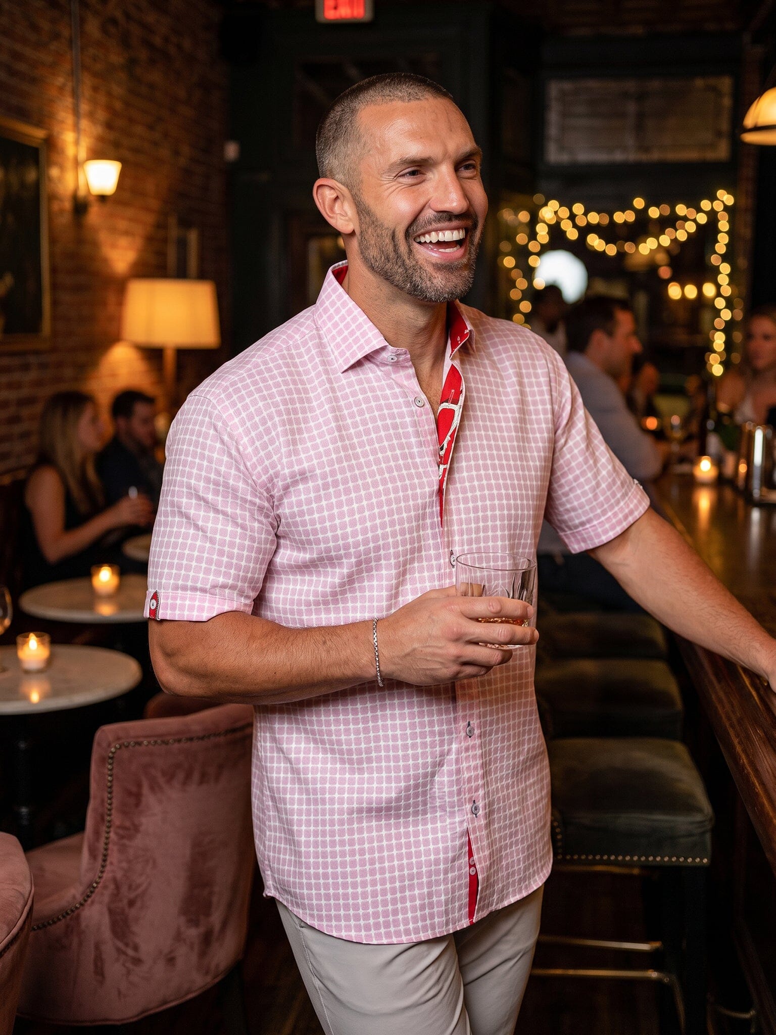 Galileo Marthyr Grid Pink Shirt