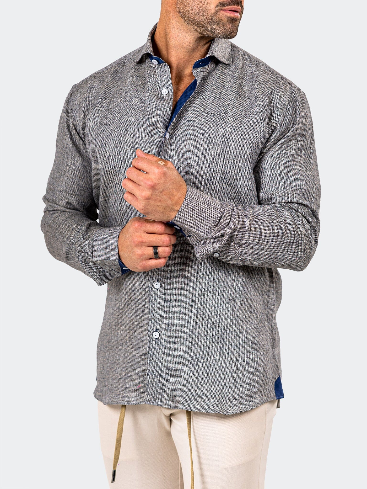Eins Marthyr Grey Linen Shirt