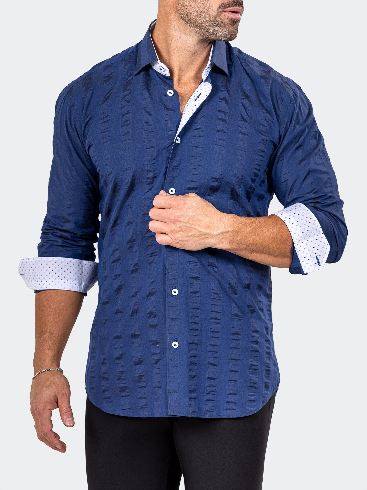 Fibonacci Marthyr Textured Blue Shirt