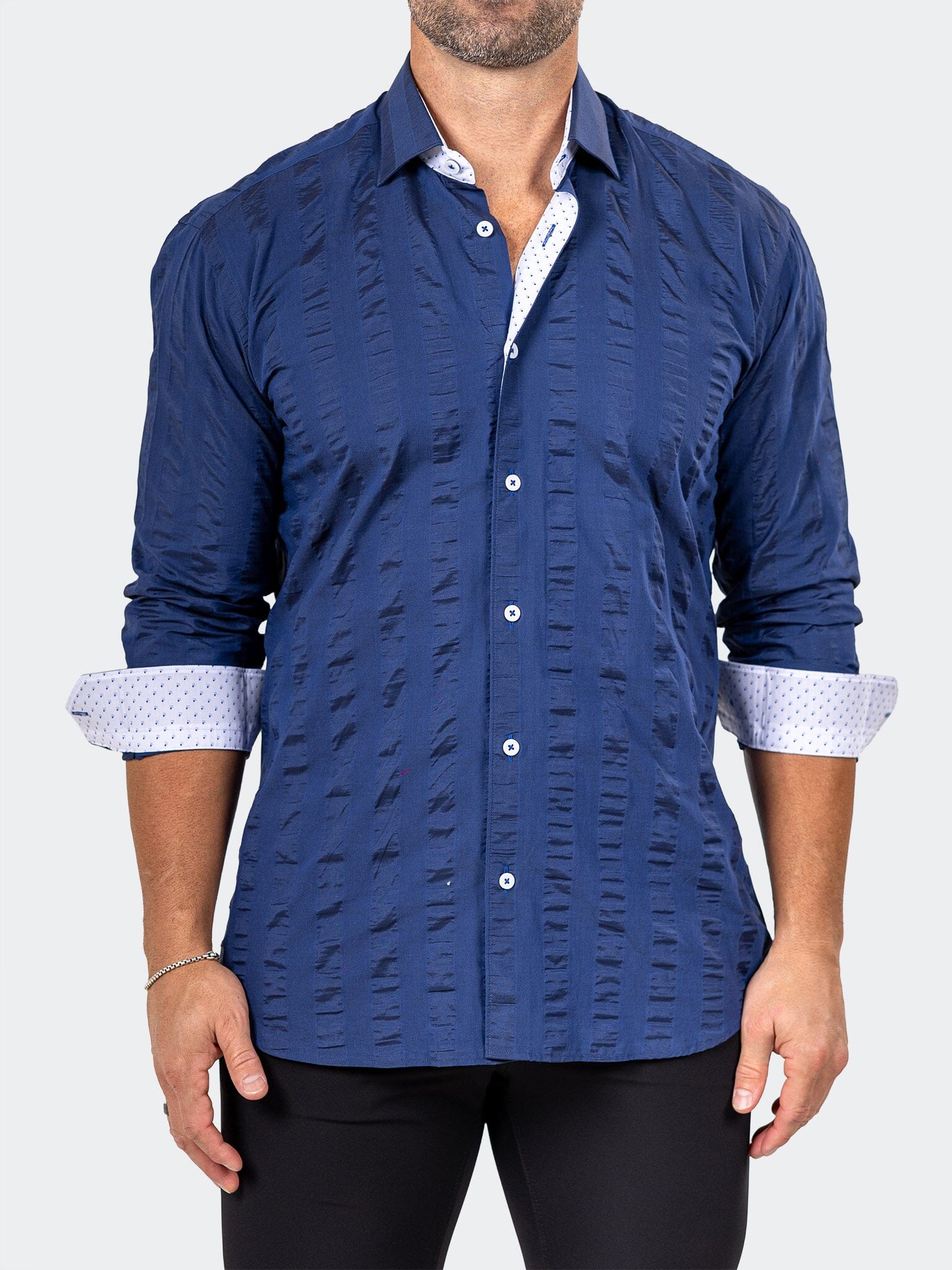 Fibonacci Marthyr Textured Blue Shirt