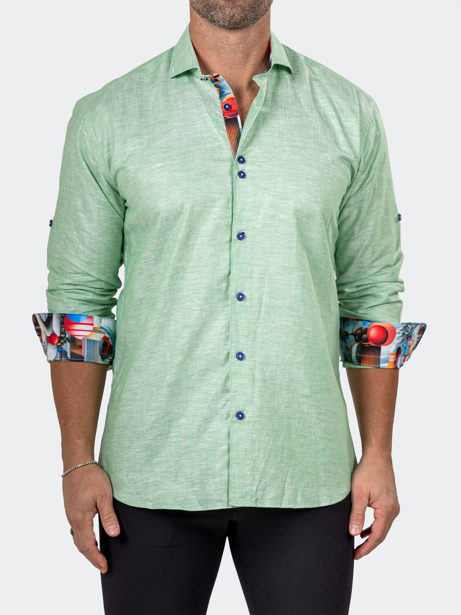Eins Marthyr Green Satin Shirt