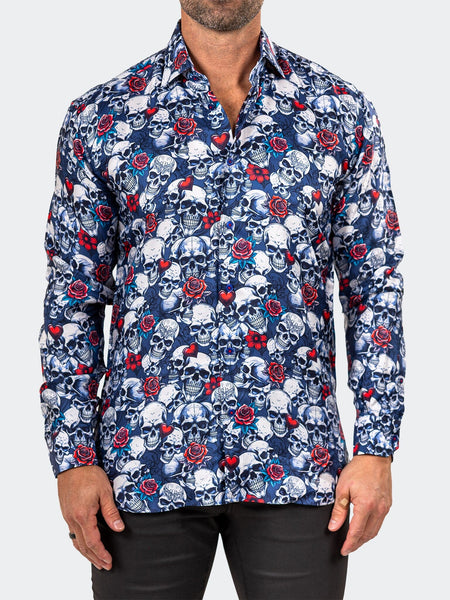 Maceoo Fibonacci Marthyr Skull Rose Shirt - Multicolored