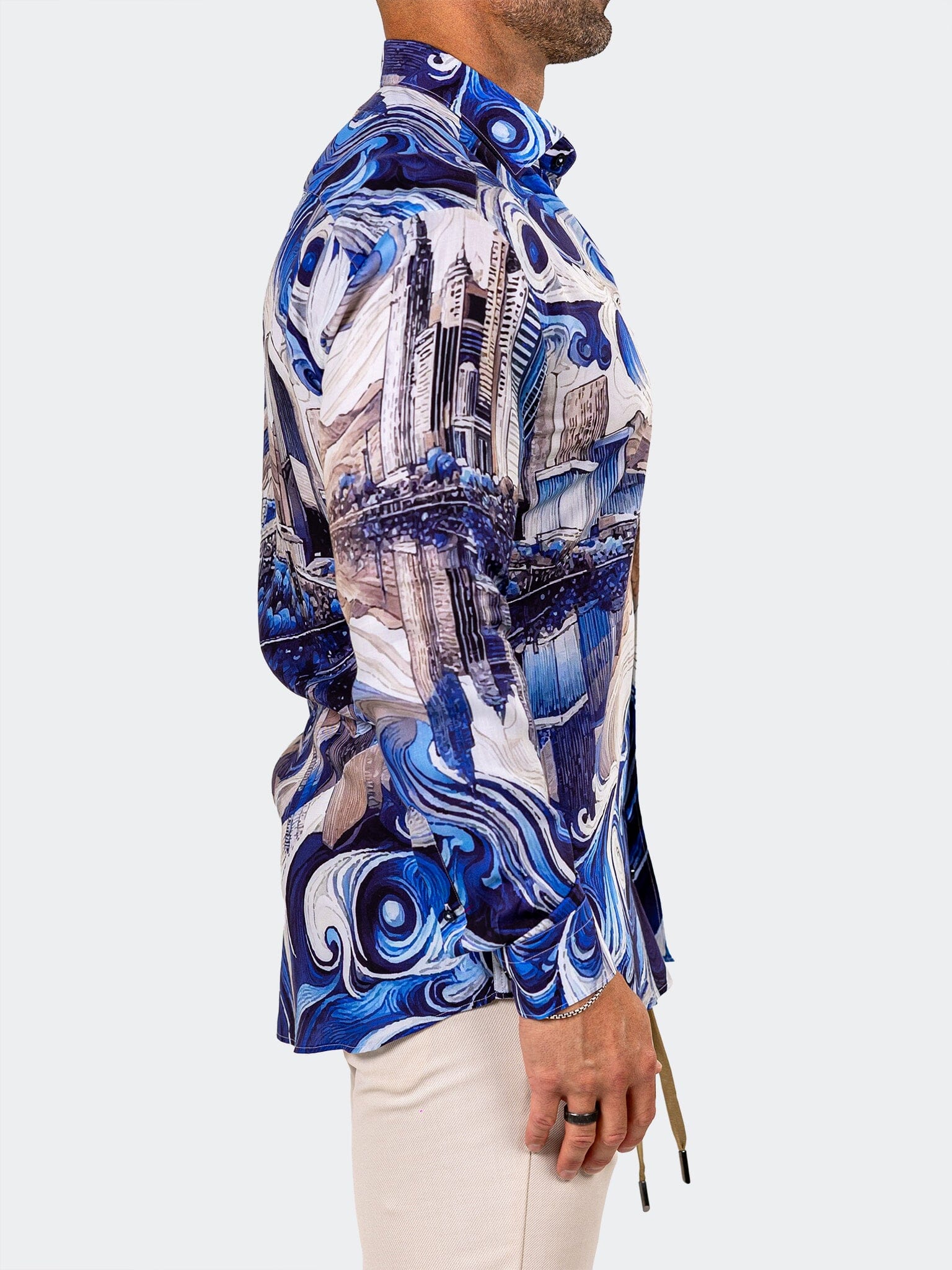 Blue Wave Artistic Dress Shirt