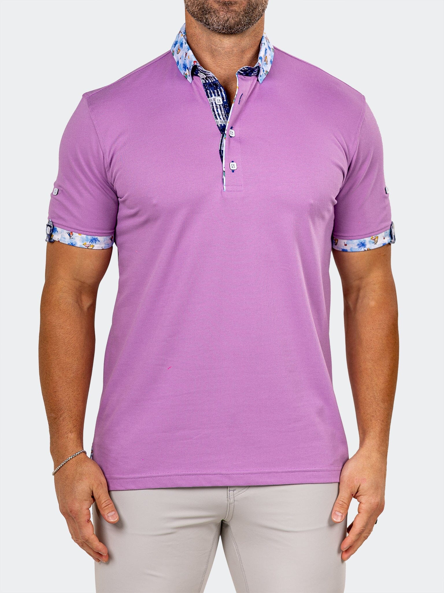 Lilac Newton Floral Polo – Maceoo
