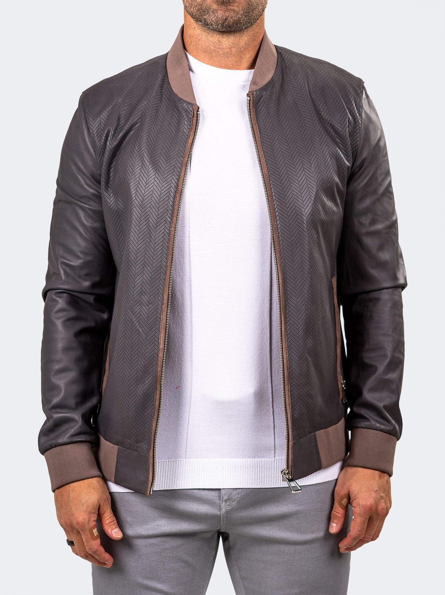 Marthyr Grey Leather Jacket
