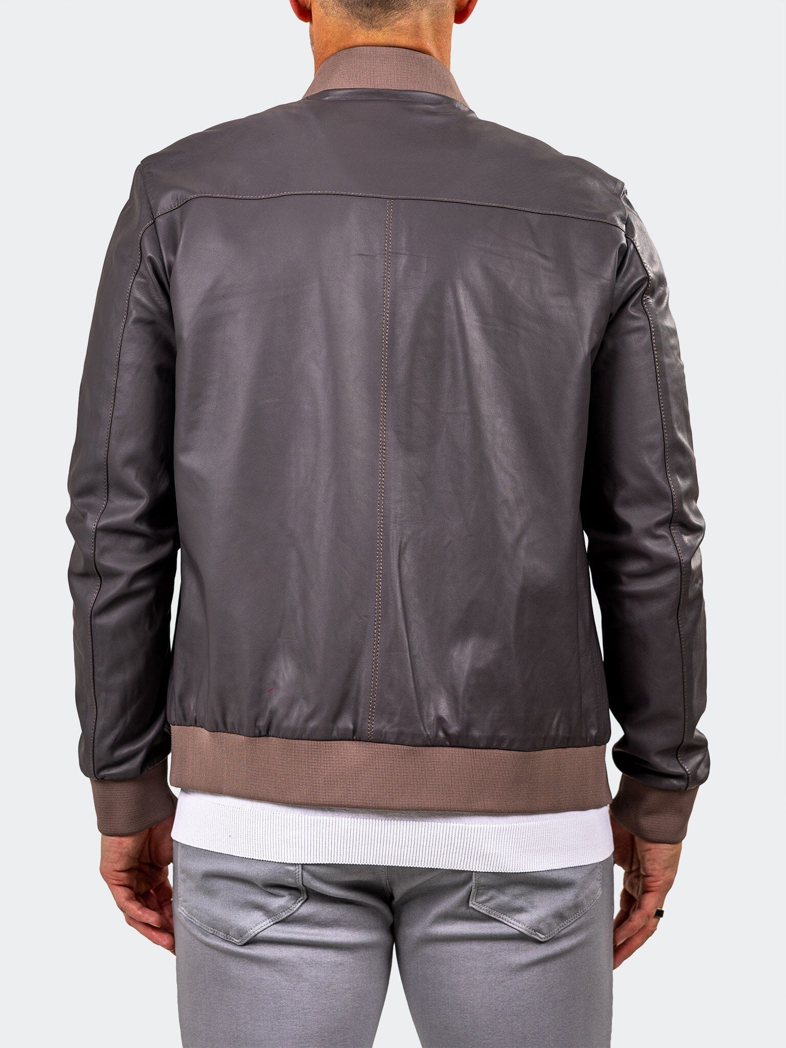 Marthyr Grey Leather Jacket