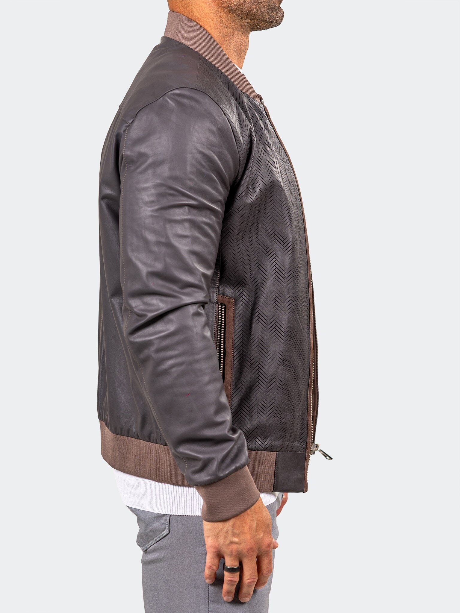 Marthyr Grey Leather Jacket
