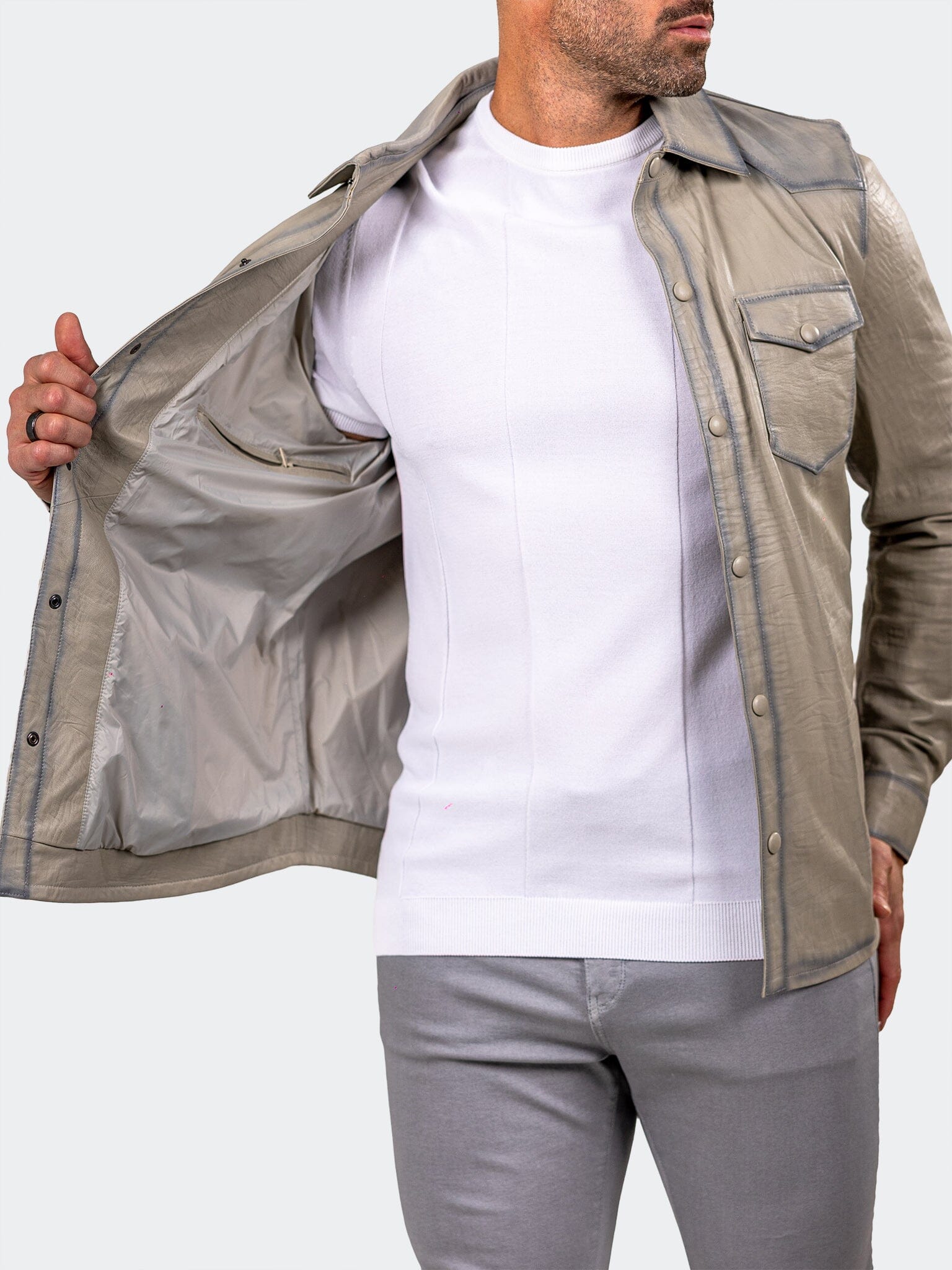 Marthyr White Leather Jacket