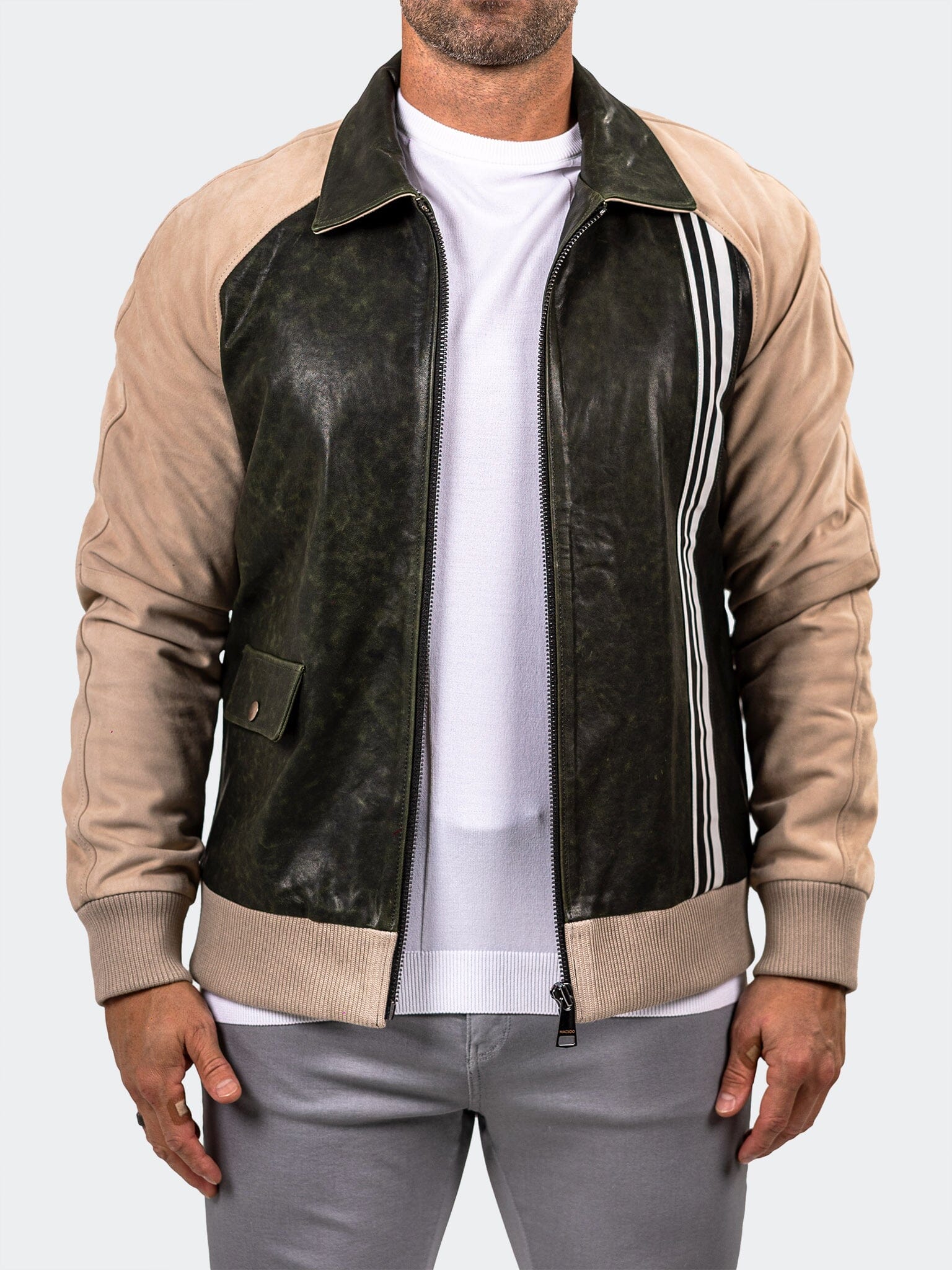 Marthyr Green Leather Jacket