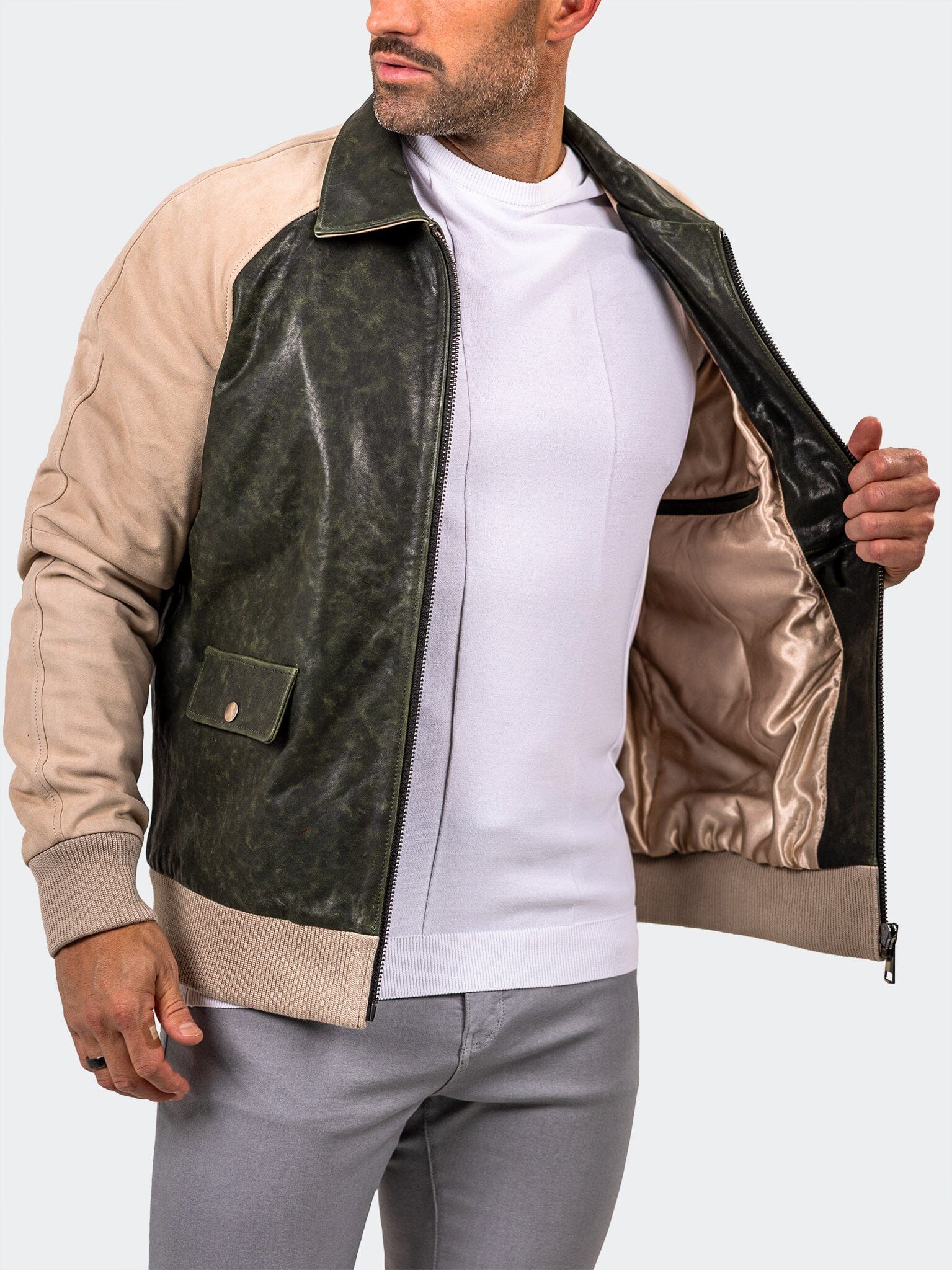 Marthyr Green Leather Jacket