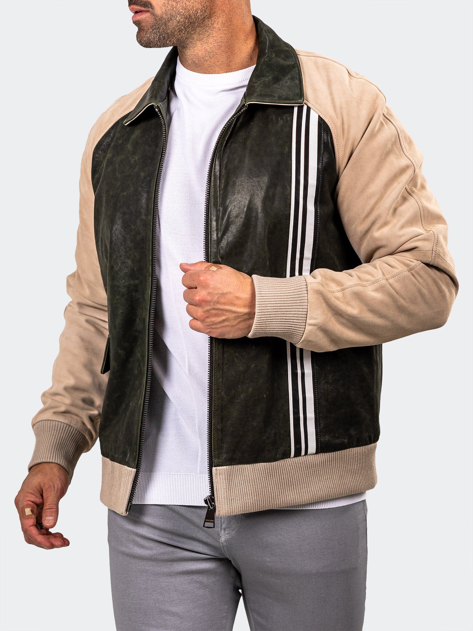 Marthyr Green Leather Jacket