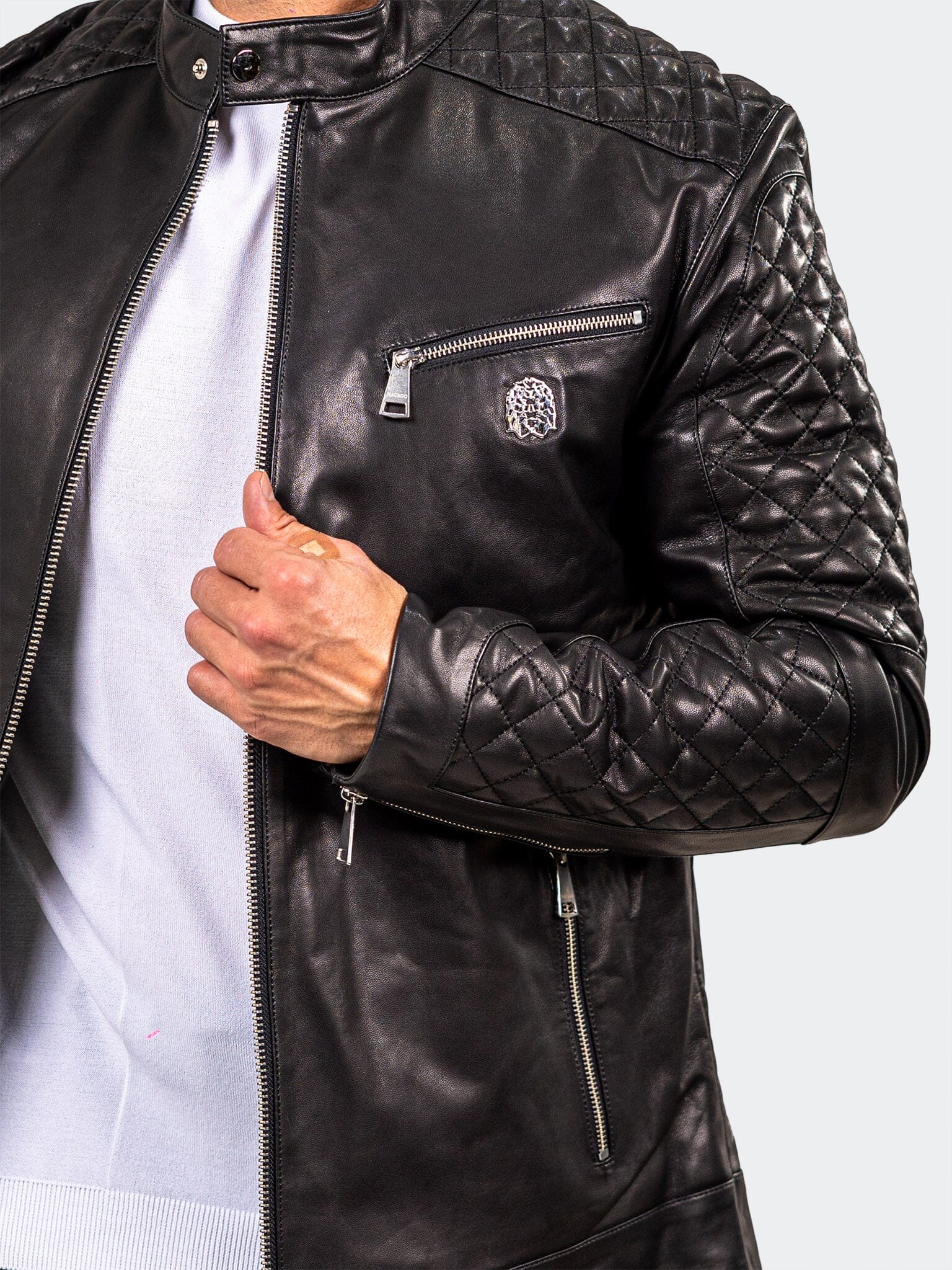 Glossy Black Quilted Moto Jacket