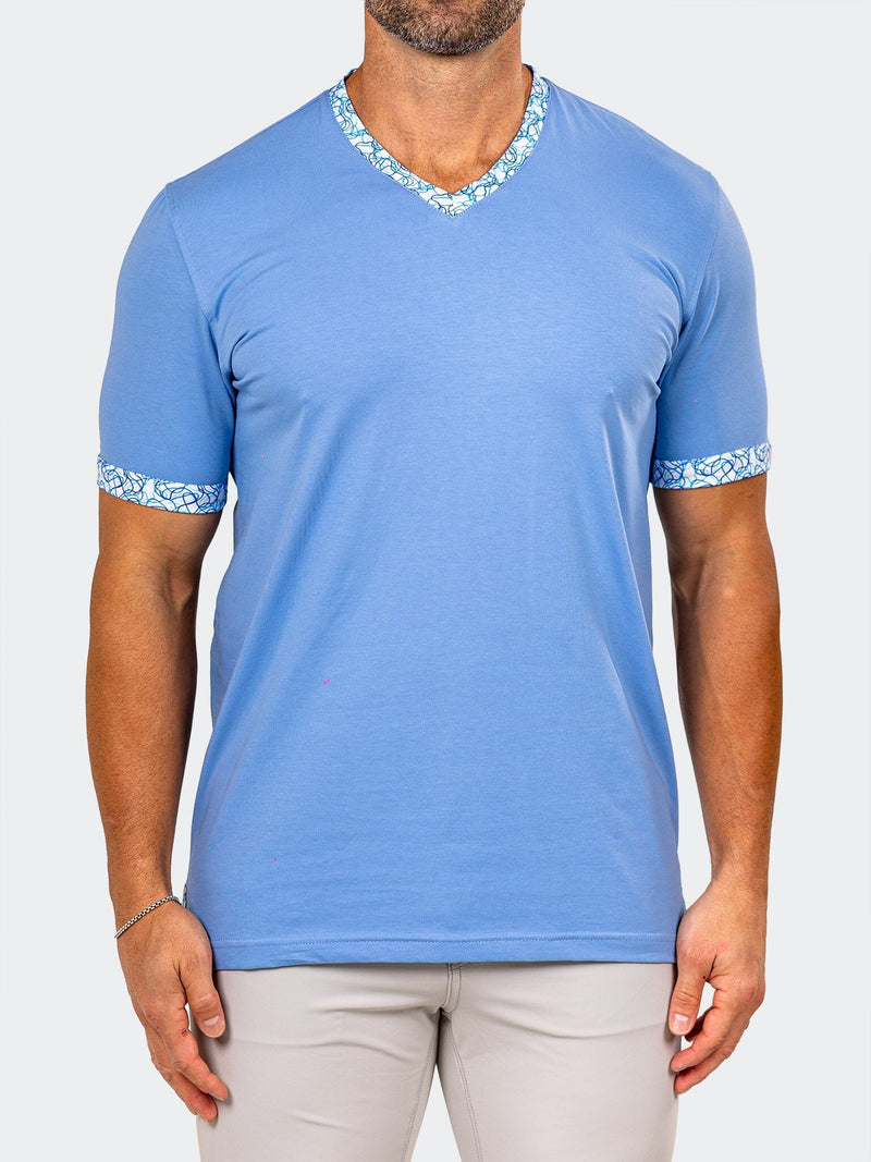 Edison Marthyr Sky Blue V-Neck Tee