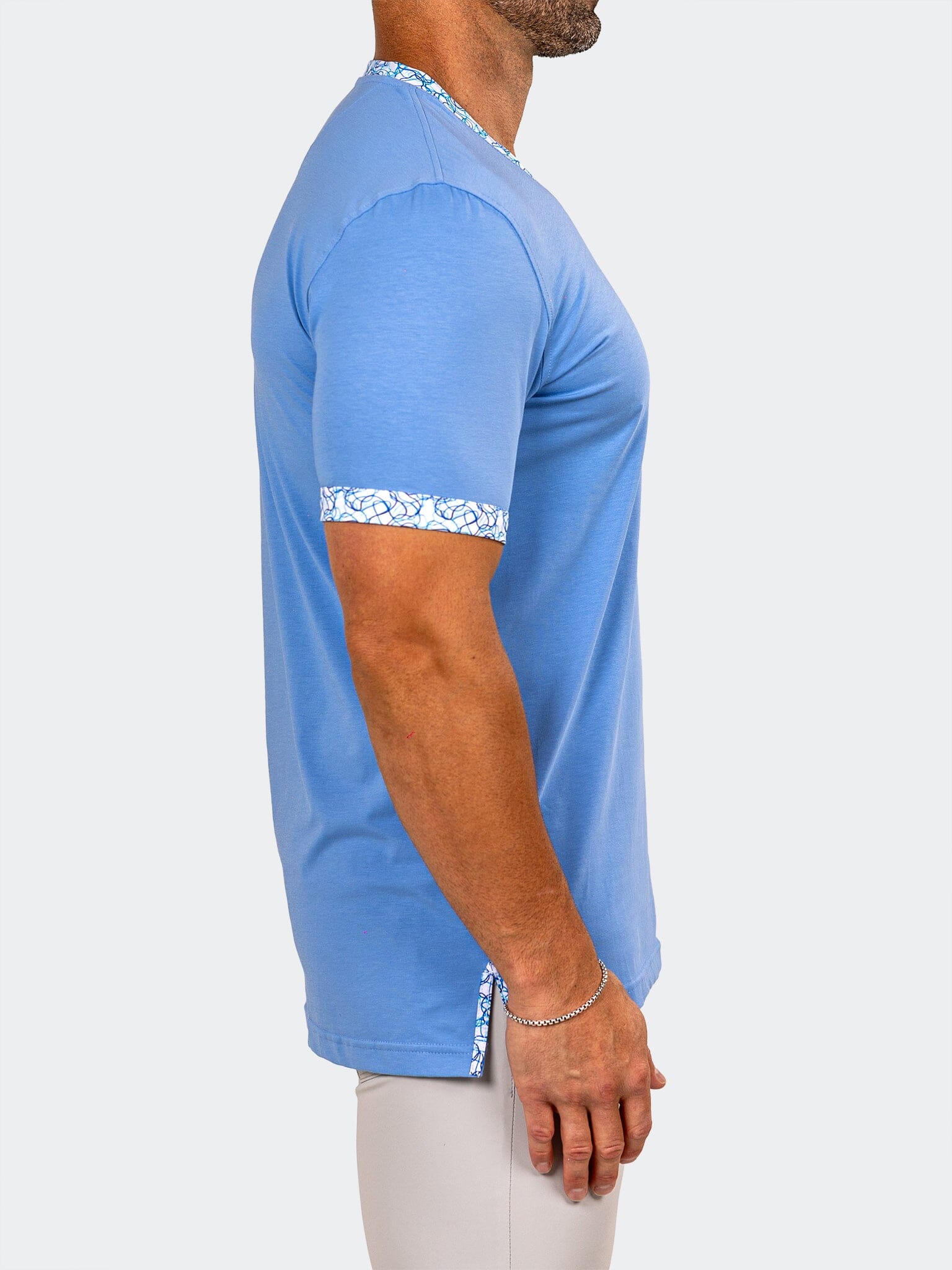 Edison Marthyr Sky Blue V-Neck Tee