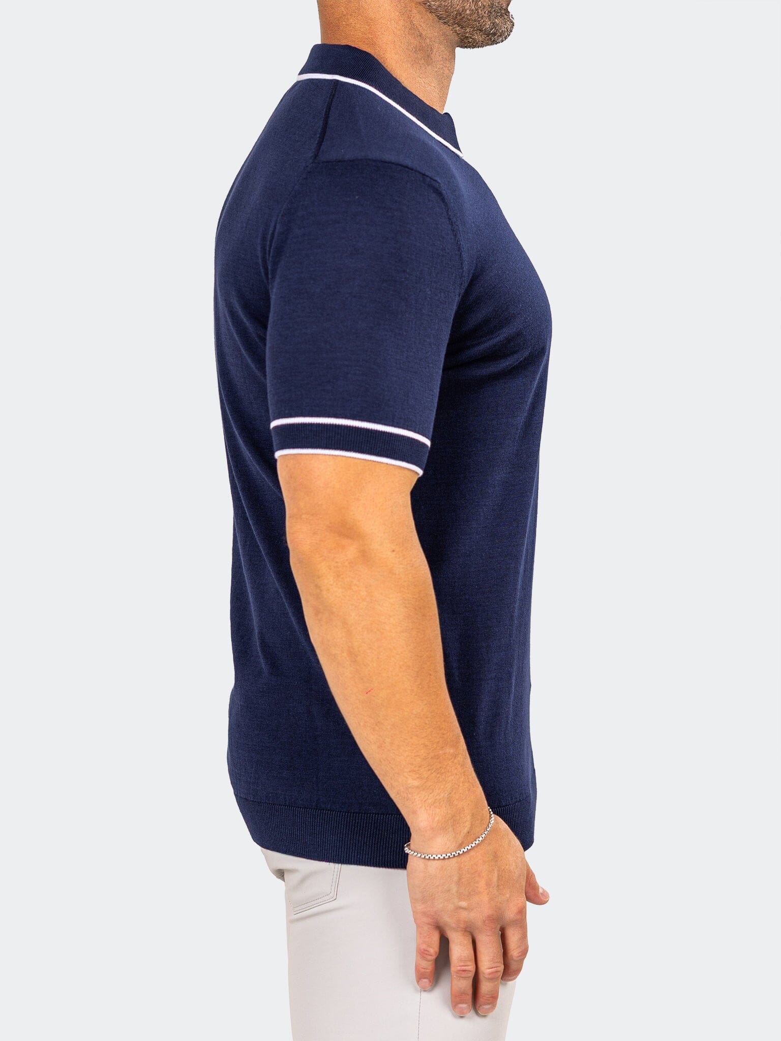 Knitted Marthyr Navy Polo