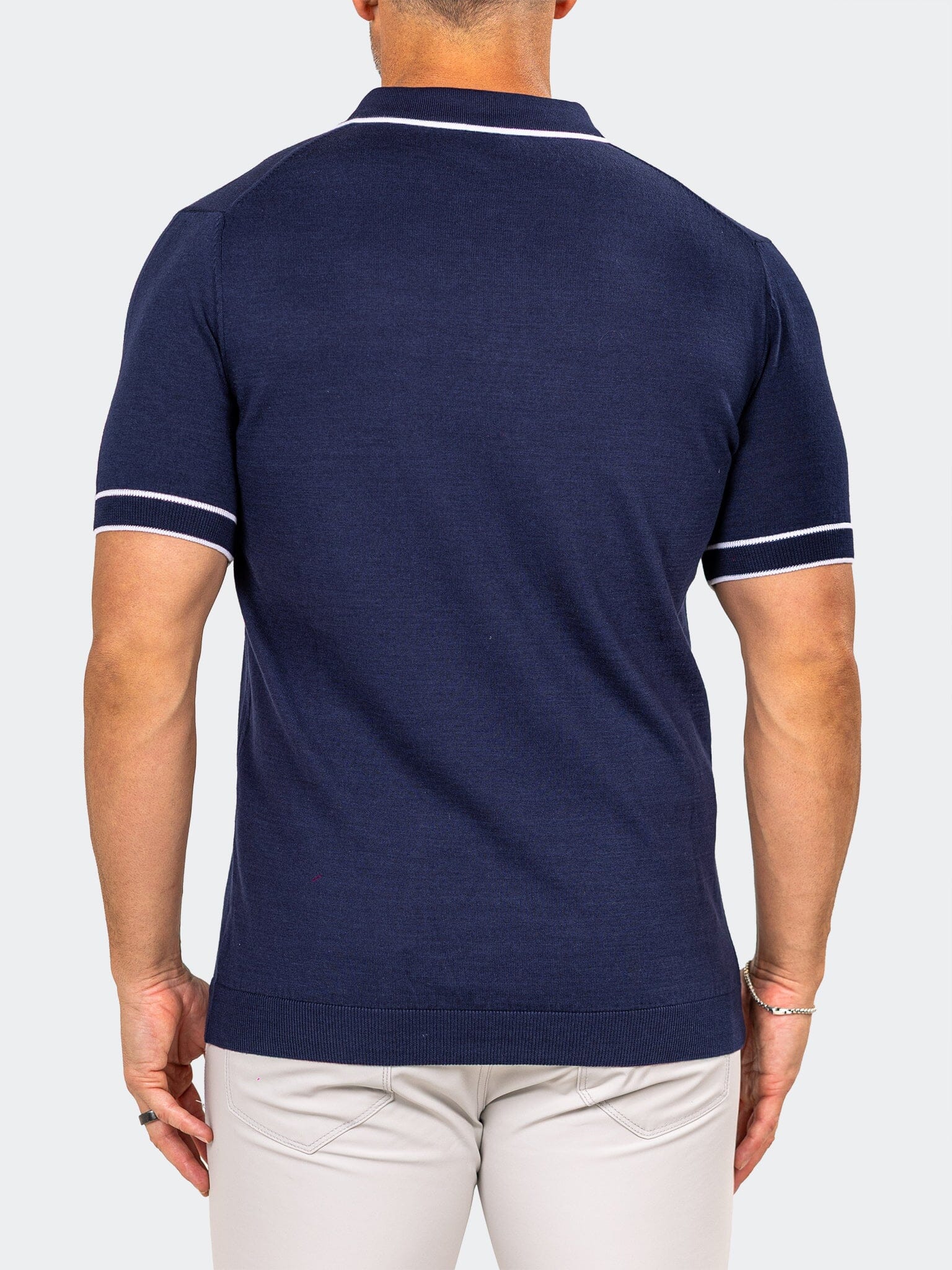Knitted Marthyr Navy Polo