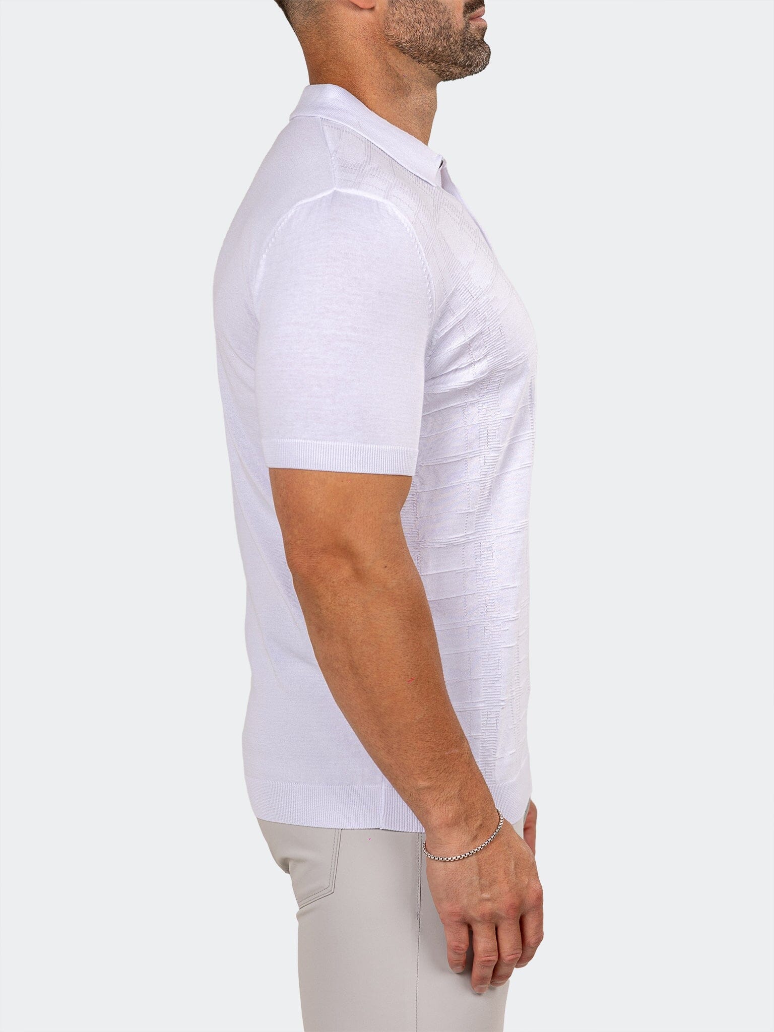 Knitted Marthyr White Polo Sweater