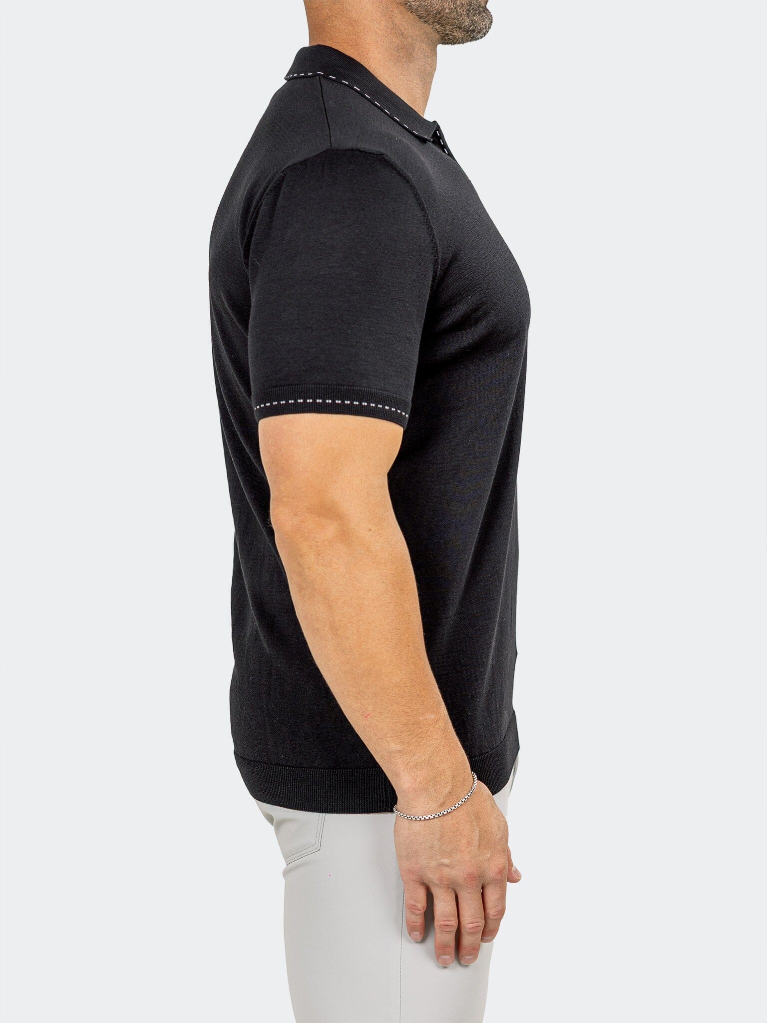 Knitted Marthyr Black Zip Polo