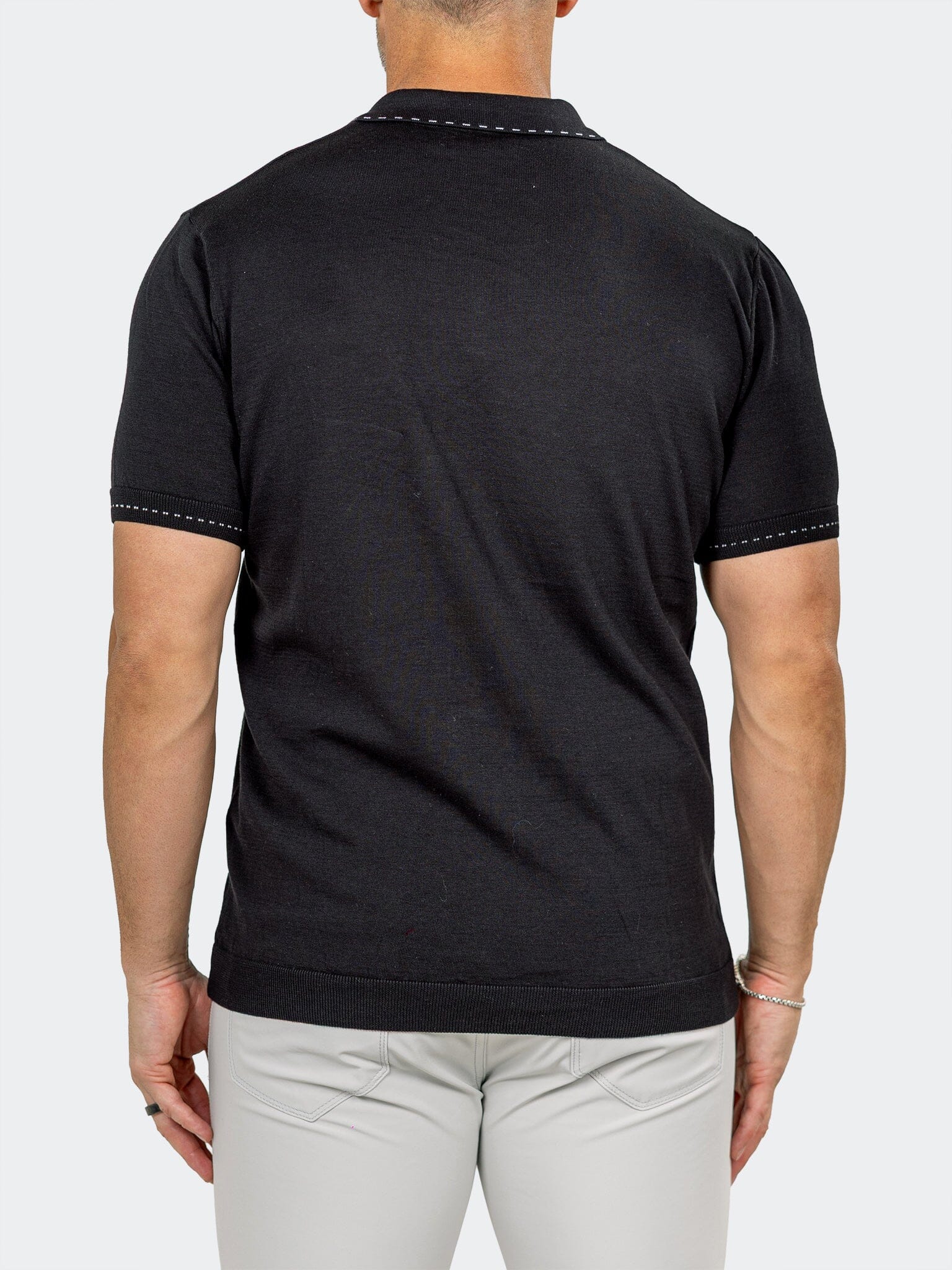 Knitted Marthyr Black Zip Polo