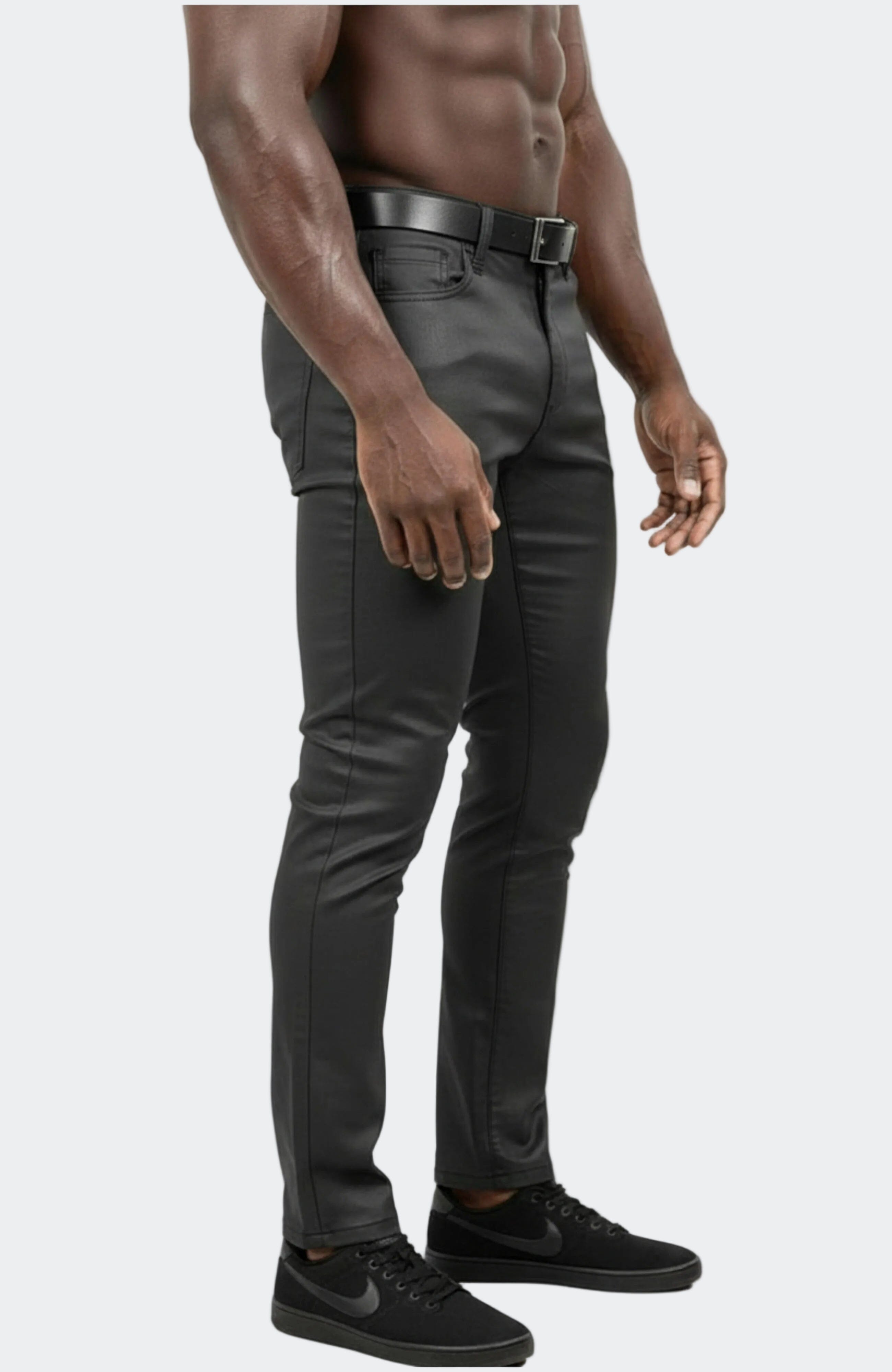 Marthyr Coated Black Jeans