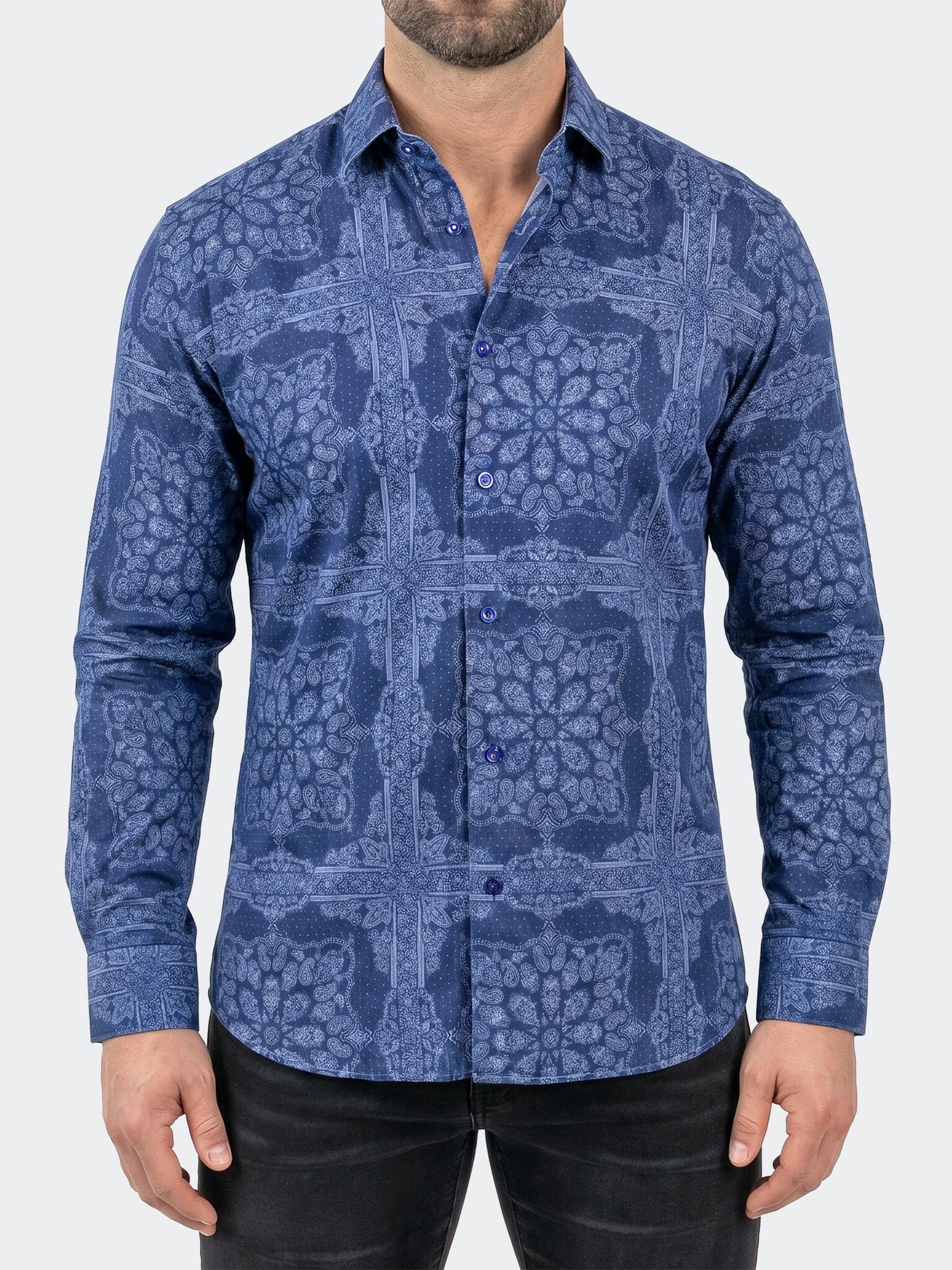 Fibonacci Dress Shirt LS Woven Unknown0207 Blue