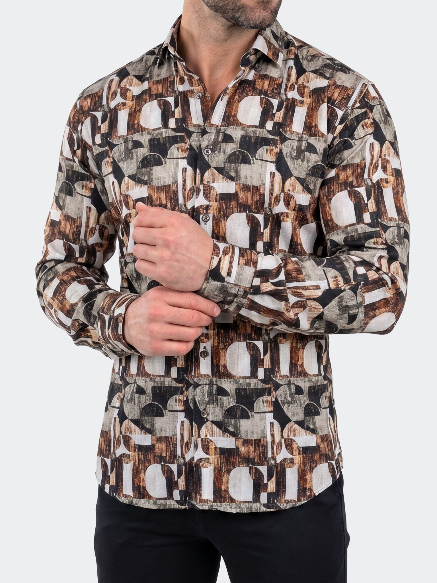 Fibonacci Dress Shirt LS Woven Unknown0227 Brown