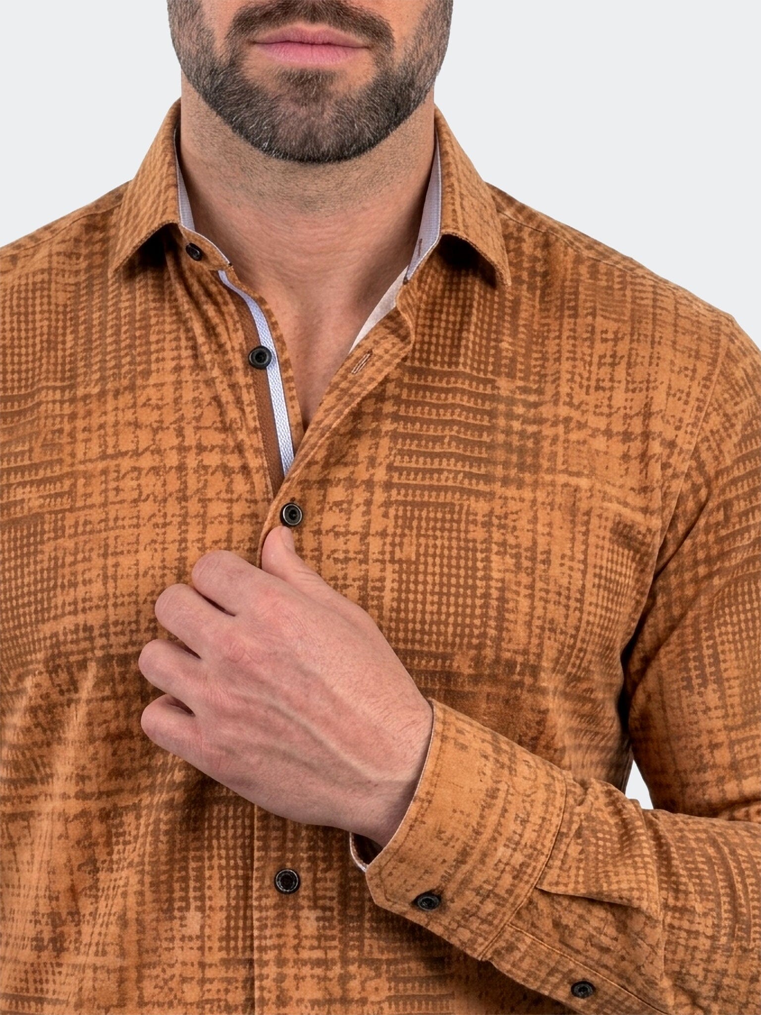 Fibonacci Dress Shirt LS Stretch Unknown3011 Brown